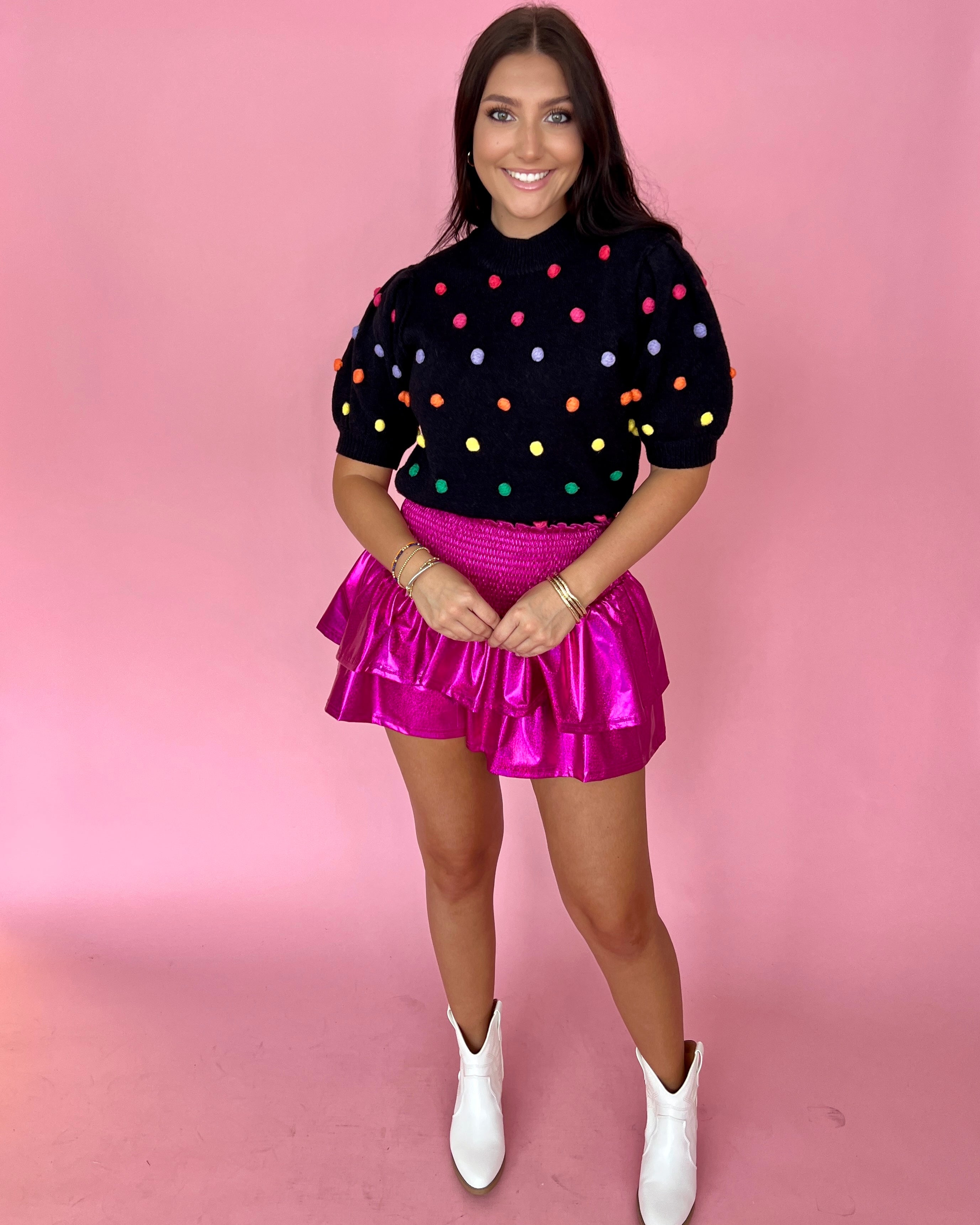 It's No Wonder Hot Pink Smocked Waist Tiered Skort-Shop-Womens-Boutique-Clothing