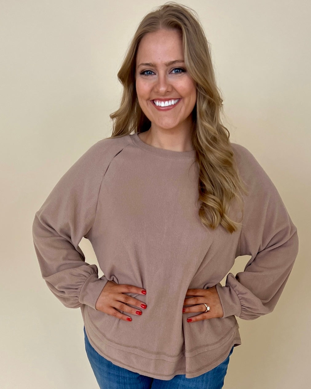 Smooth Sounds Mocha Plus Ribbed Knit Top-Shop-Womens-Boutique-Clothing