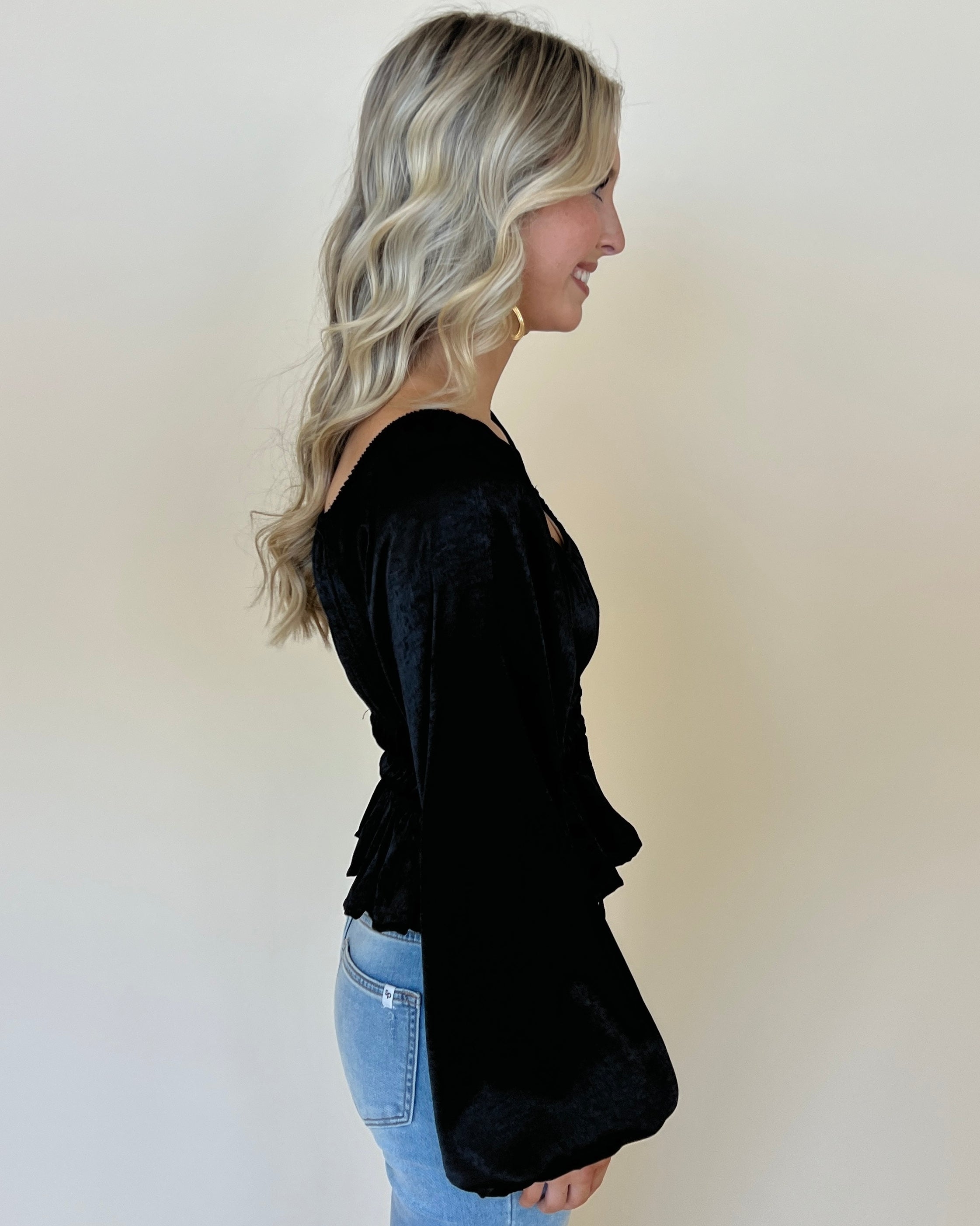Perfect For You Black Smocked Satin Crop Top-Shop-Womens-Boutique-Clothing