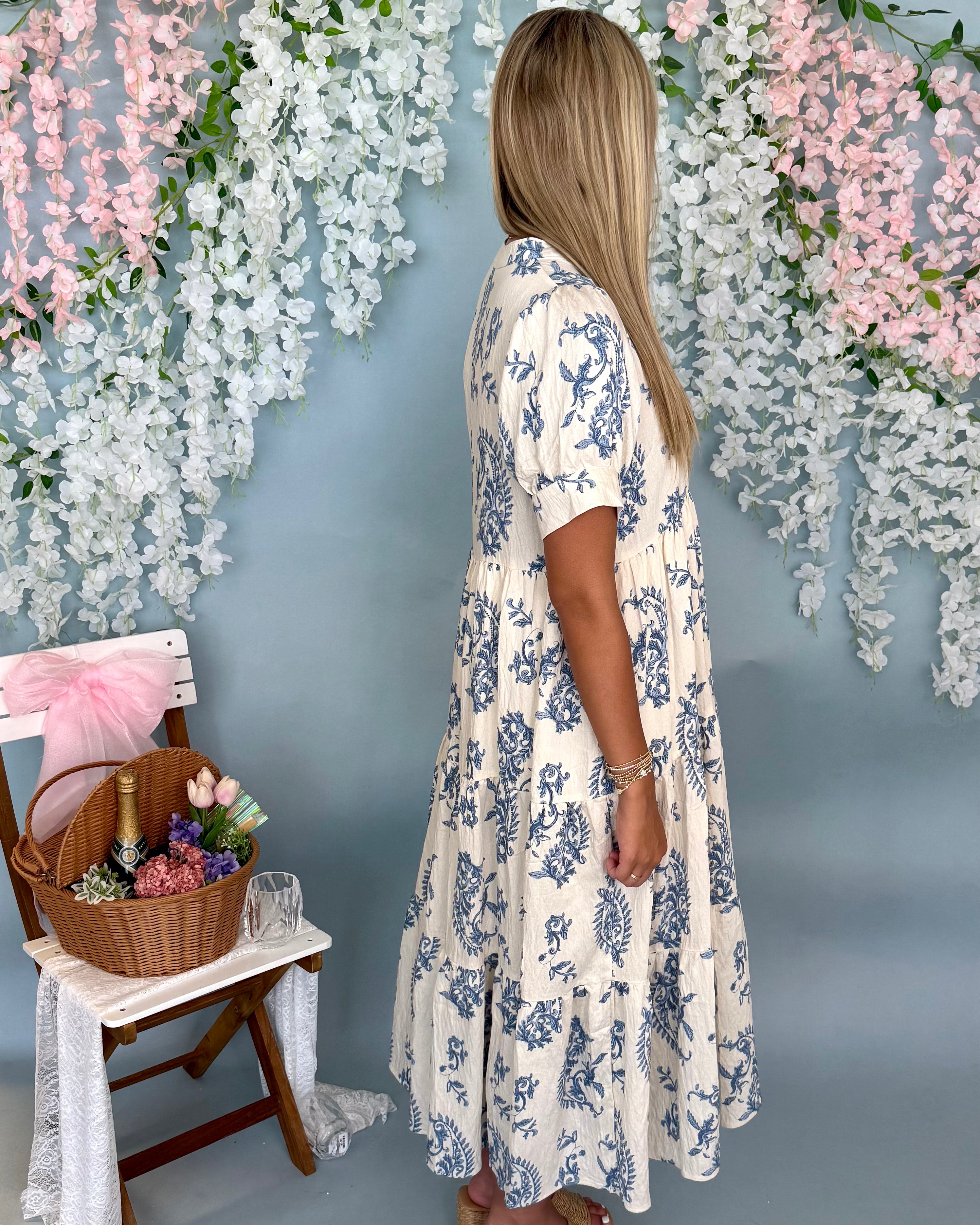 Courtyard Charm Blue Mix Paisley Maxi Dress-Shop-Womens-Boutique-Clothing