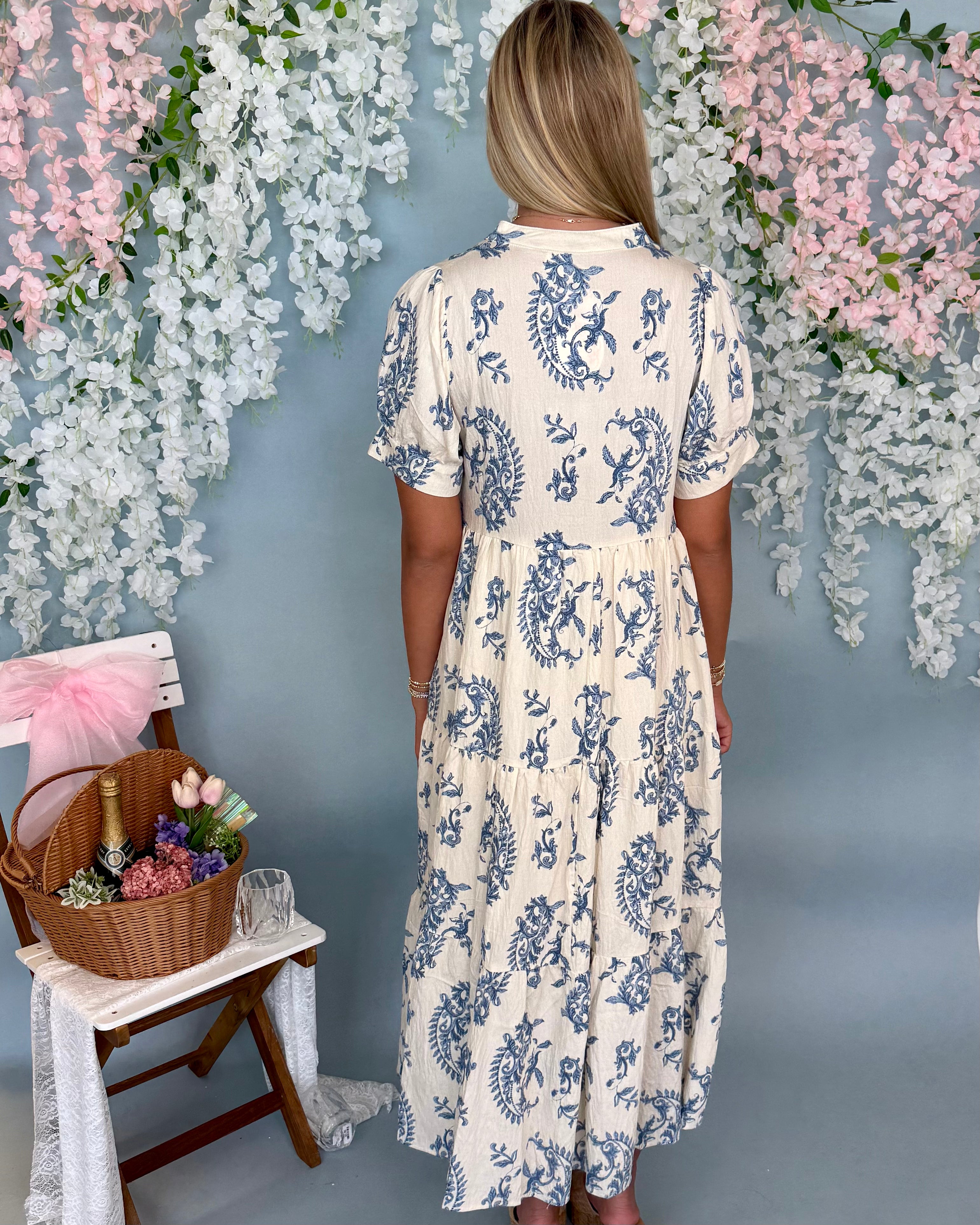 Courtyard Charm Blue Mix Paisley Maxi Dress-Shop-Womens-Boutique-Clothing