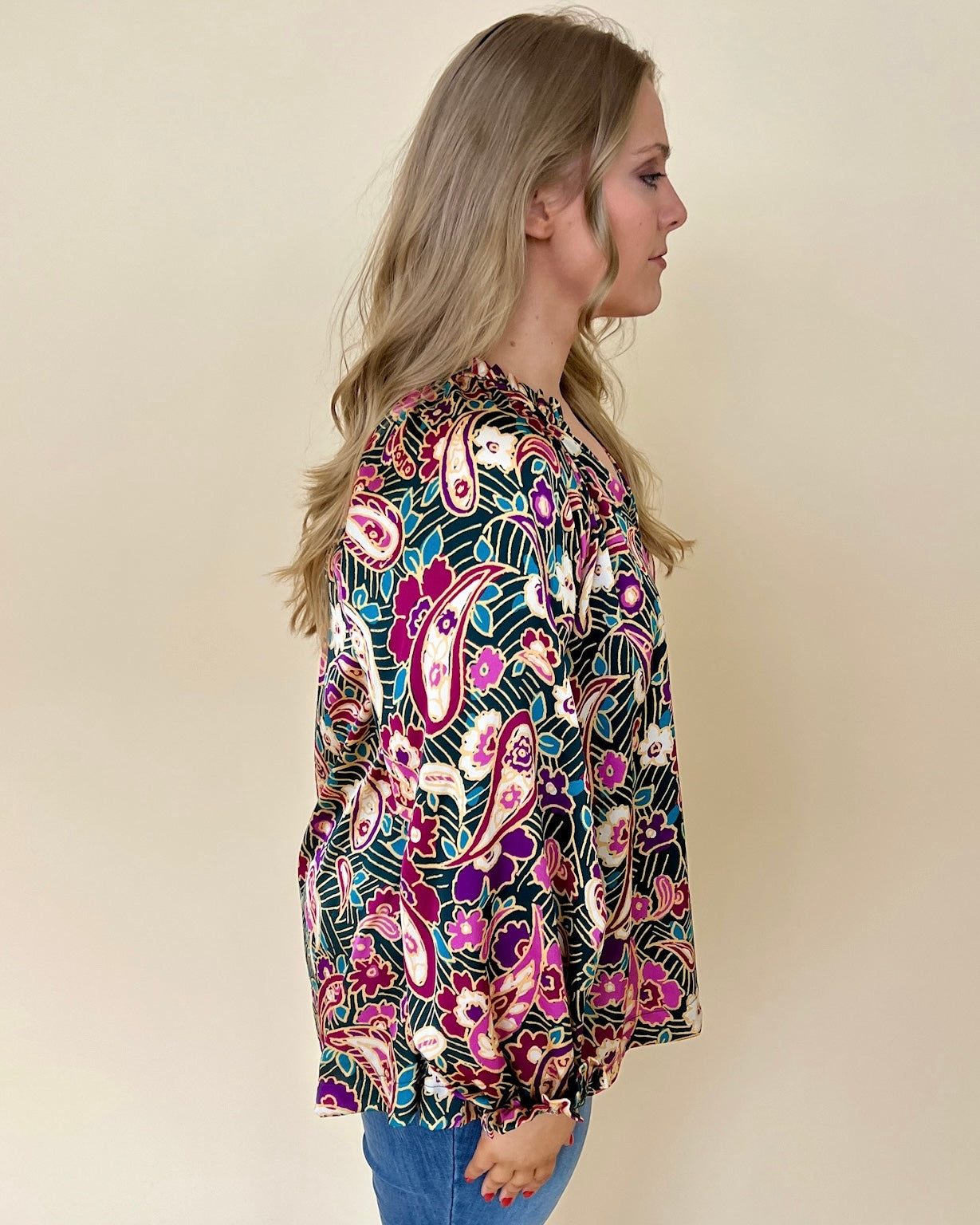You First Teal Green Plus Paisley Top-Shop-Womens-Boutique-Clothing