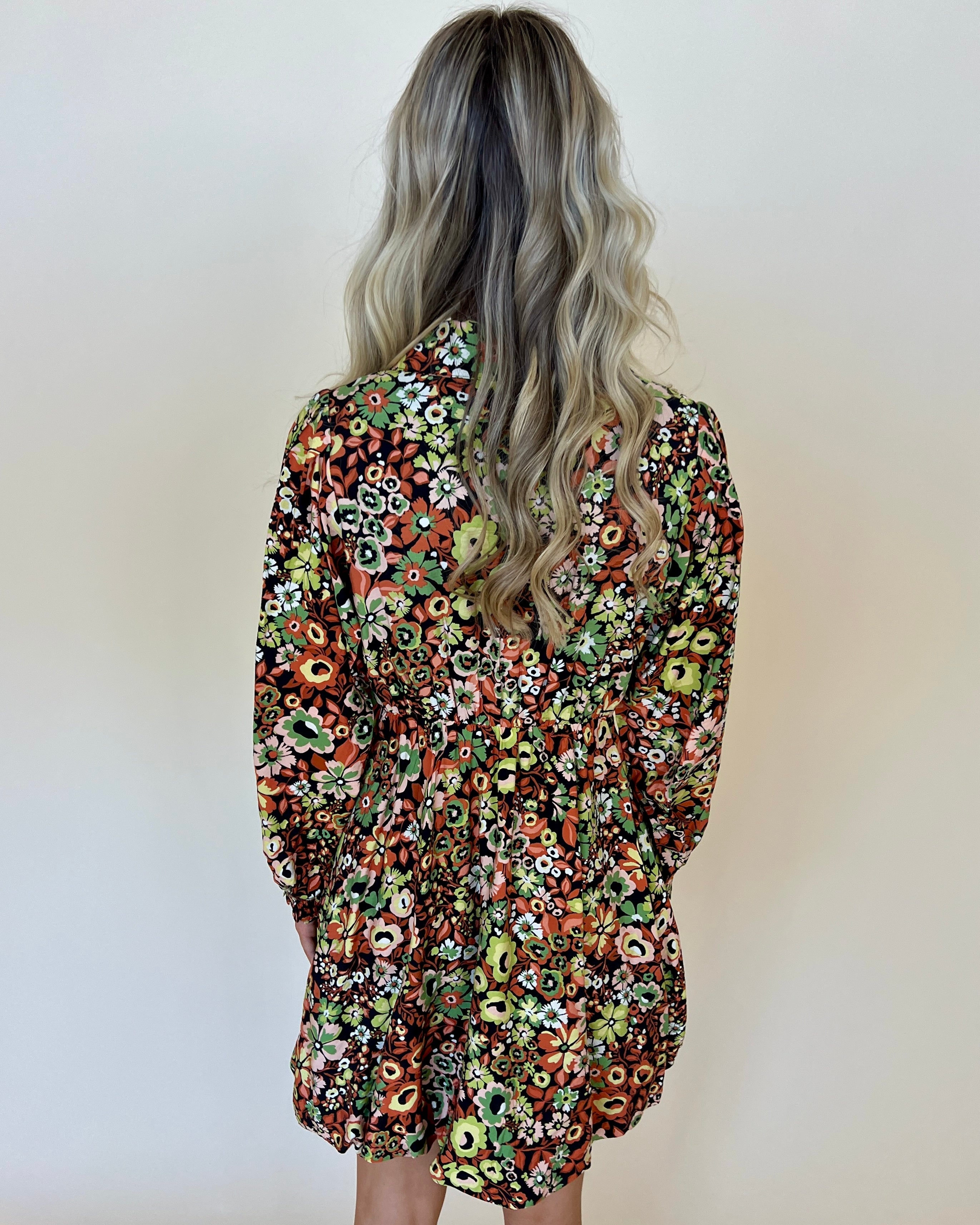 Floral Dream Black Floral Bubble Hem Dress-Shop-Womens-Boutique-Clothing