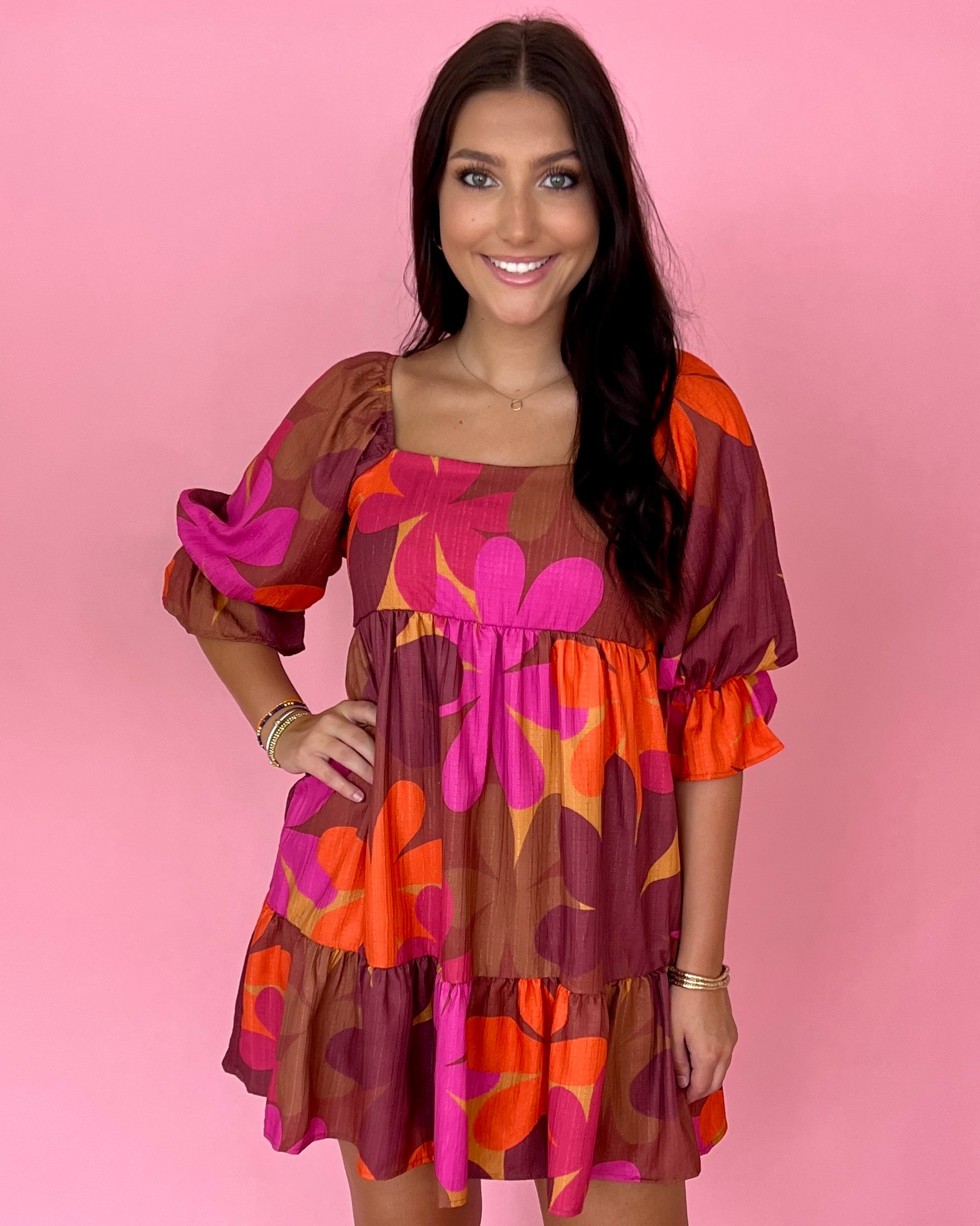Go Where You Choose Brown Floral Dress-Shop-Womens-Boutique-Clothing