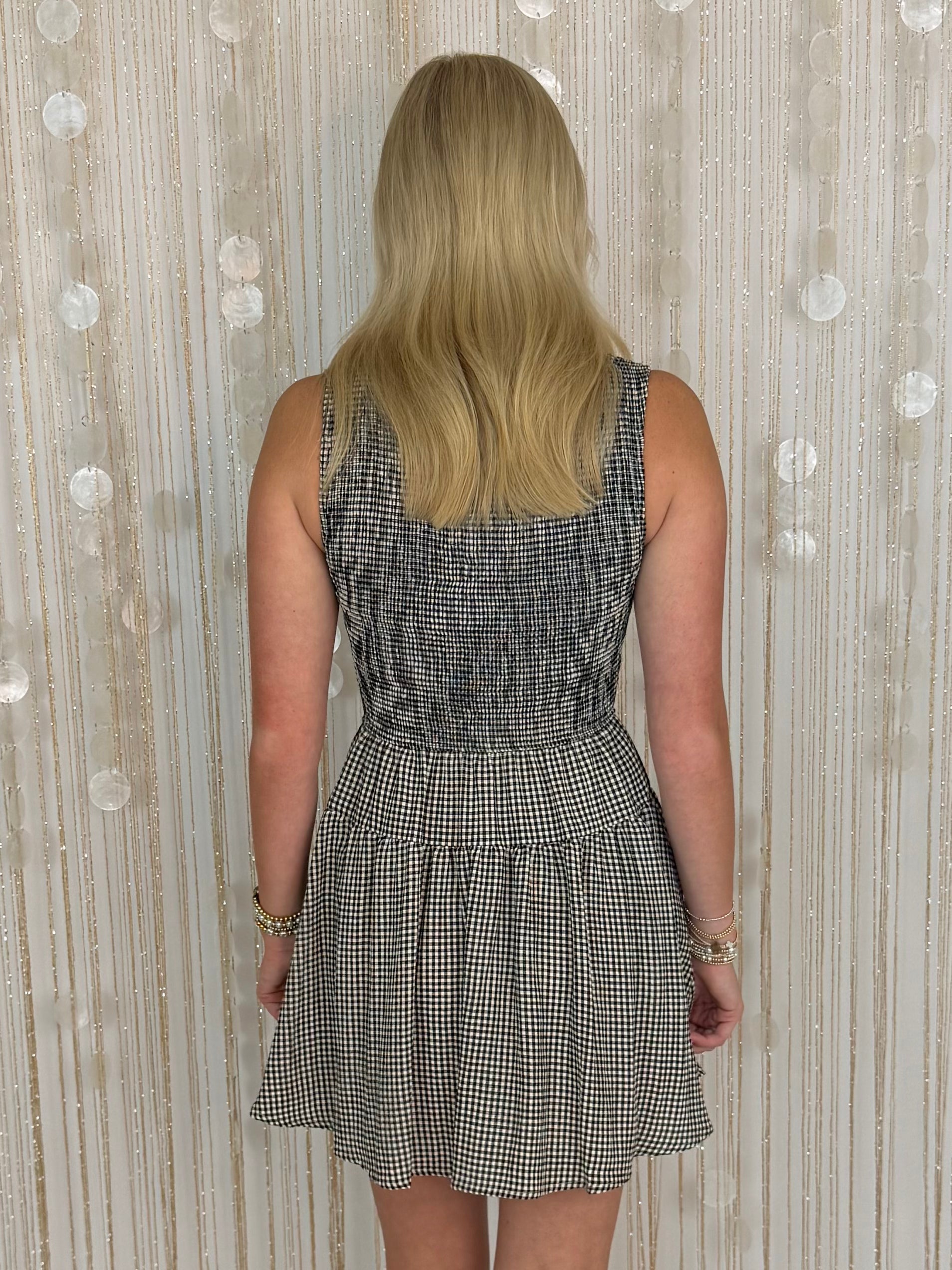 Want You Here Black Gingham Smocked Dress-Shop-Womens-Boutique-Clothing
