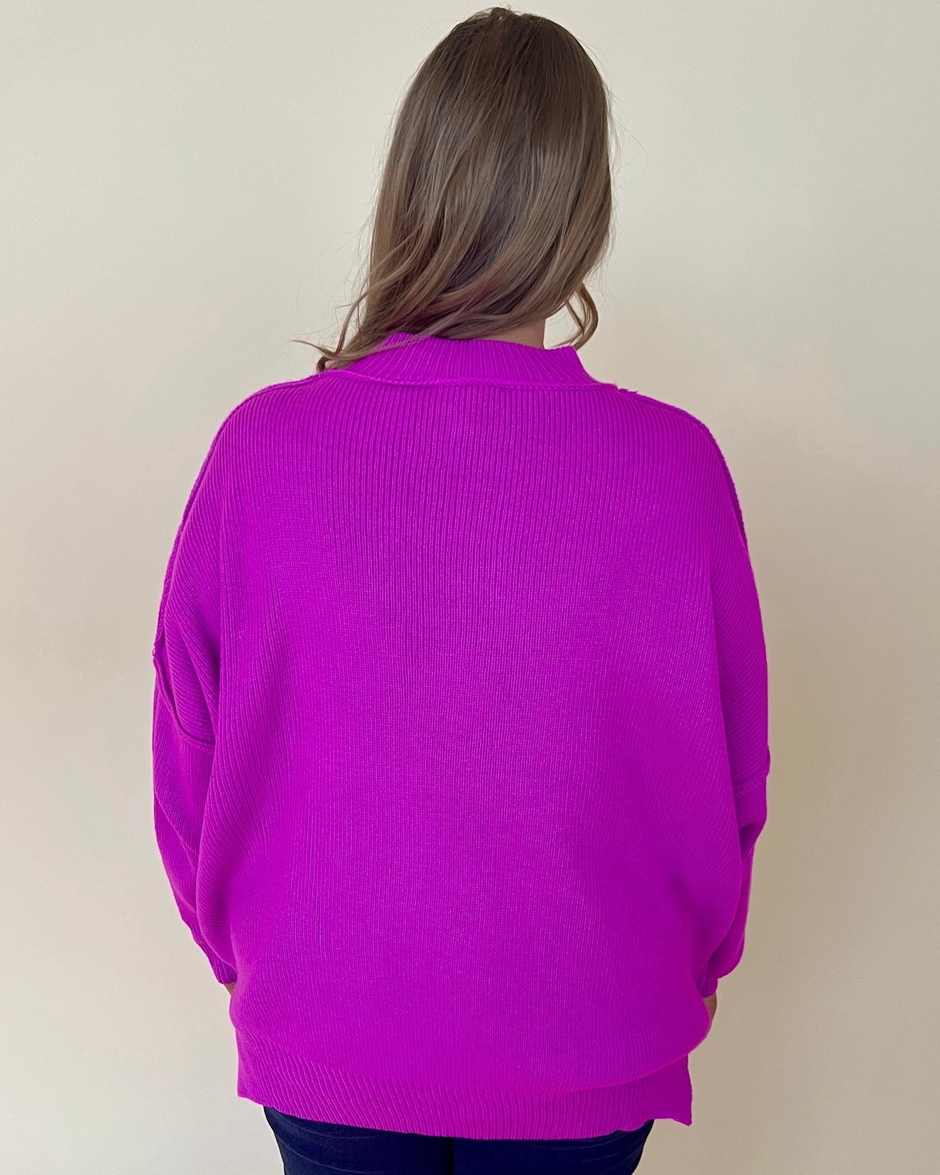 A Dream Magenta Pink Plus Ribbed Knit Sweater-Shop-Womens-Boutique-Clothing