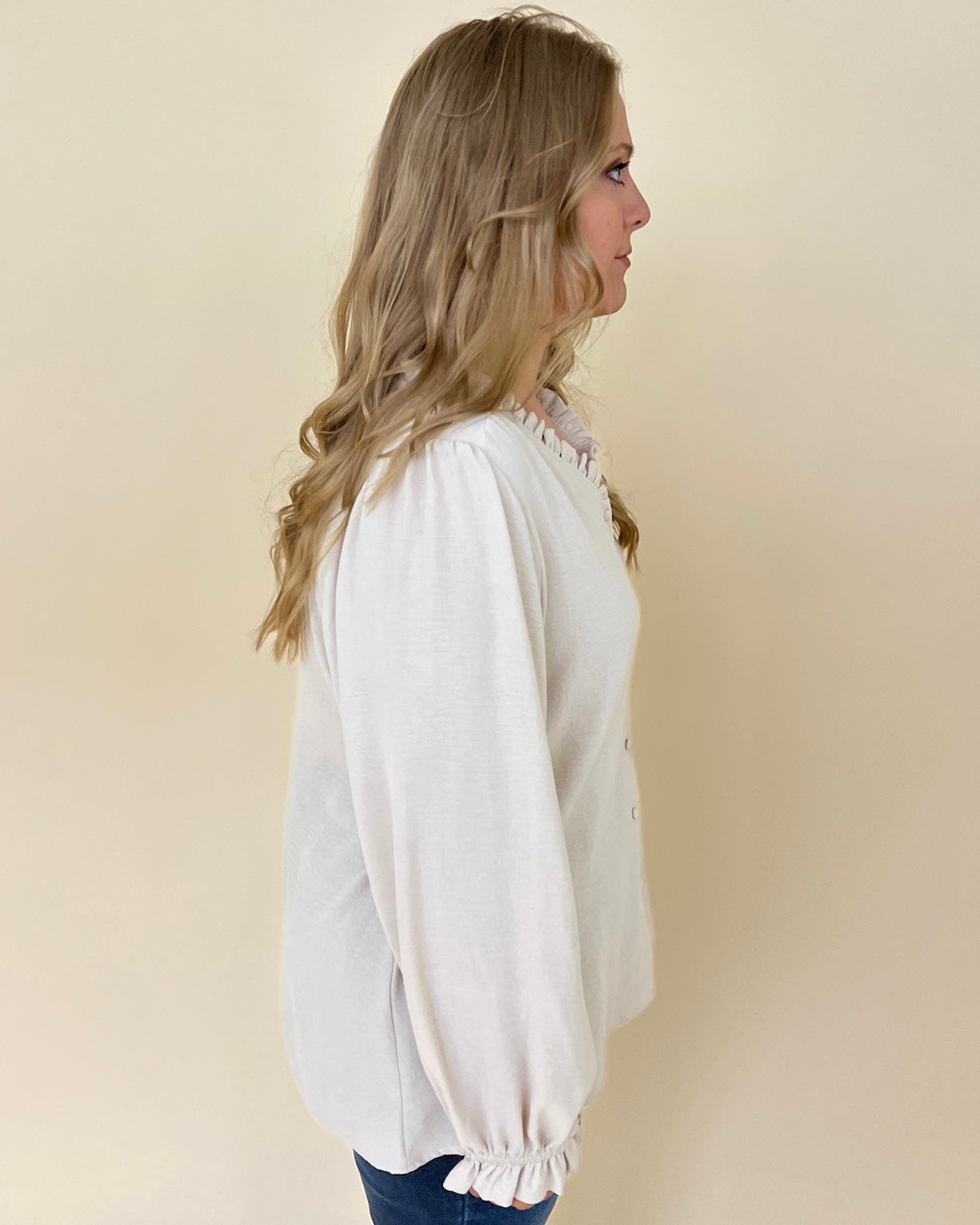 Flourishing Oatmeal Plus Button Top-Shop-Womens-Boutique-Clothing