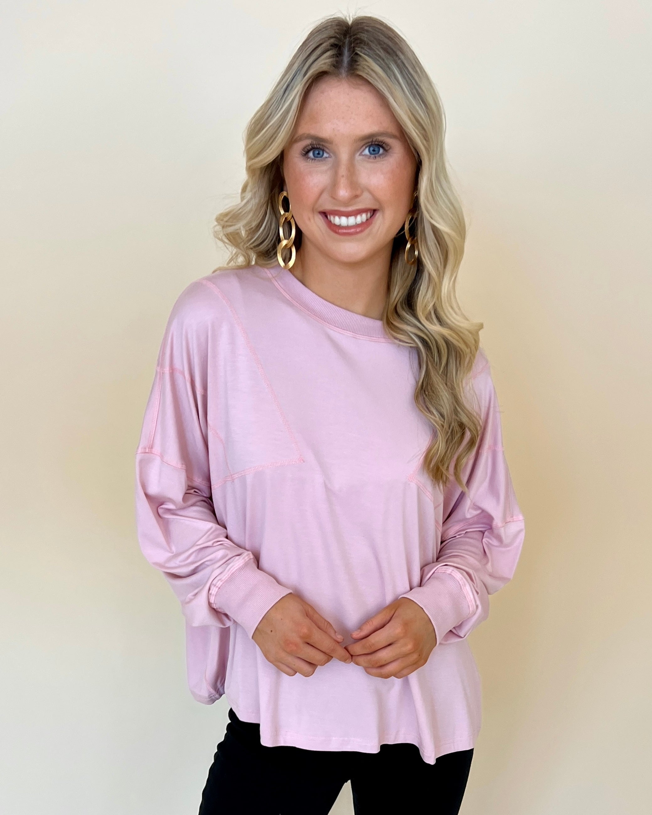 Beyond Beautiful V Rose Seam Detail Loose Fit Top-Shop-Womens-Boutique-Clothing