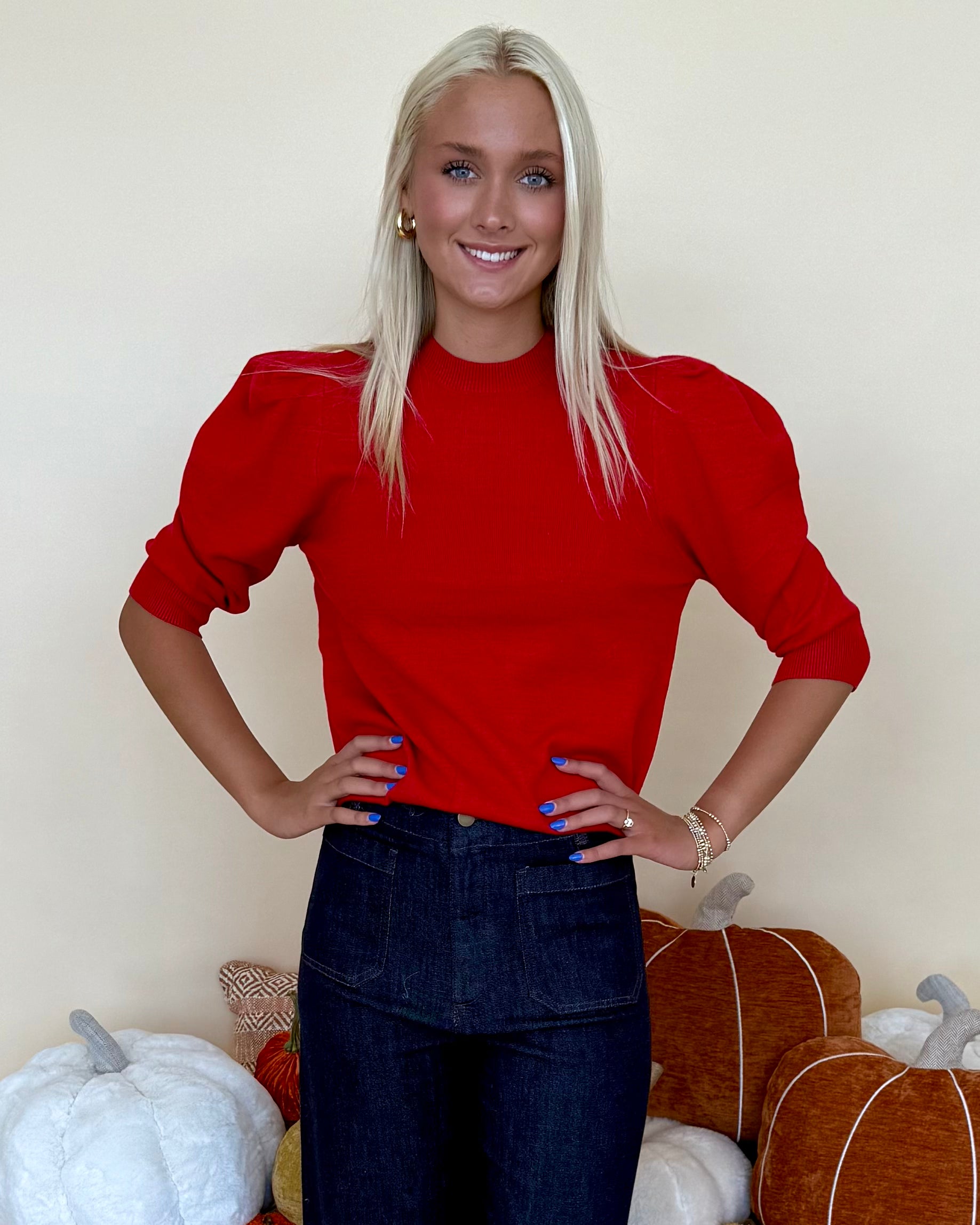 On The Record Red Sweater-Shop-Womens-Boutique-Clothing