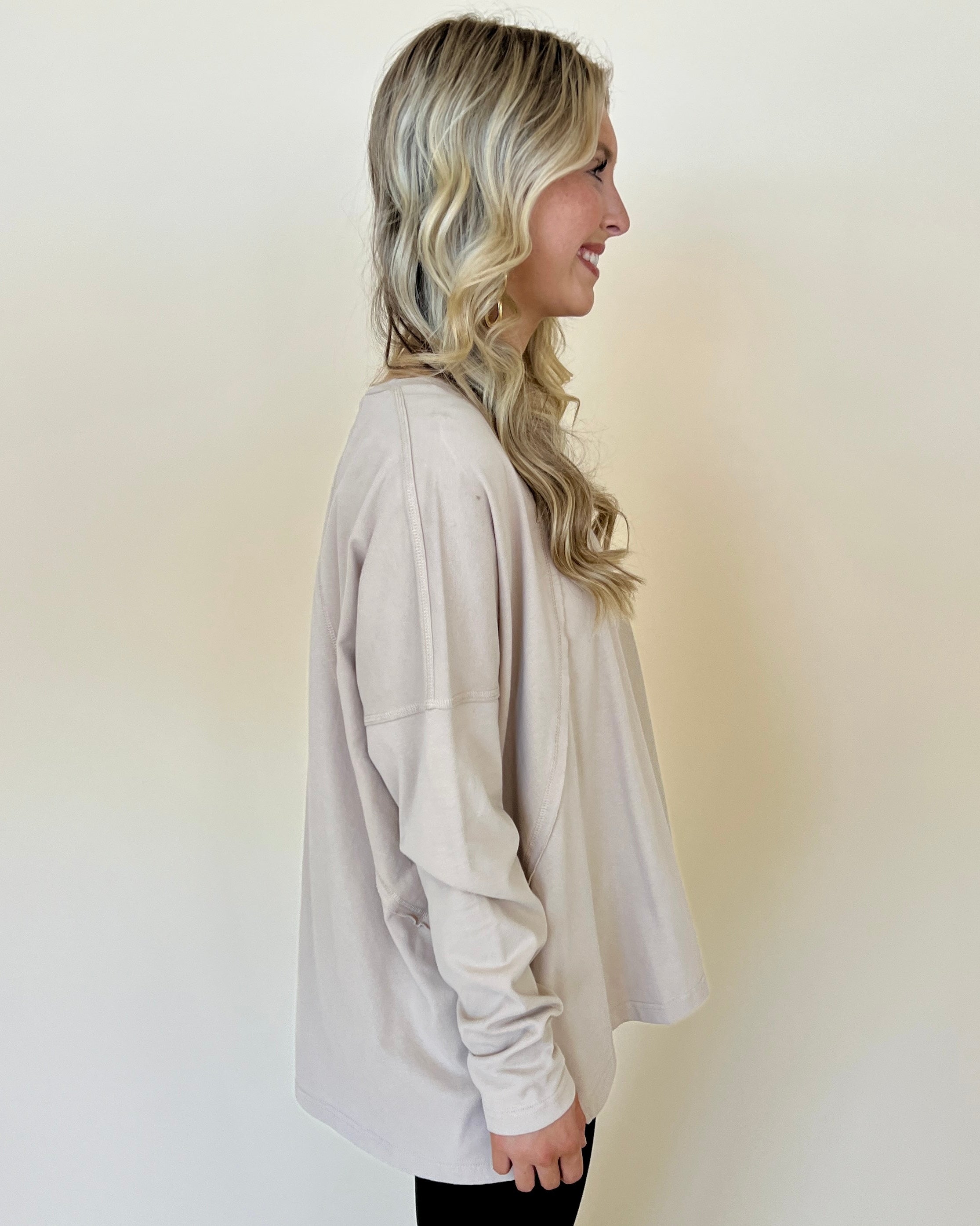 Cold Nights Lt Khaki Jersey Dolman Top-Shop-Womens-Boutique-Clothing