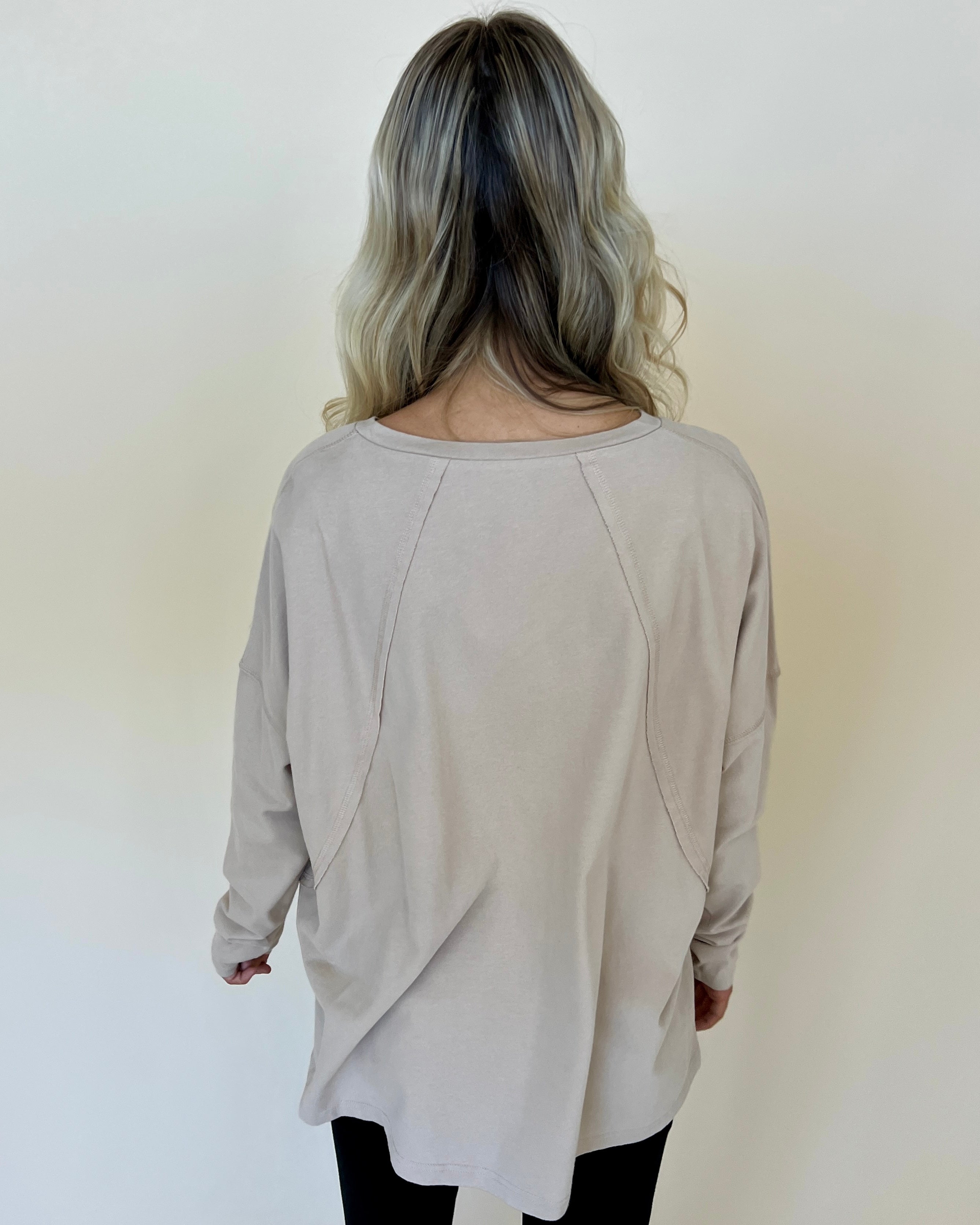 Cold Nights Lt Khaki Jersey Dolman Top-Shop-Womens-Boutique-Clothing
