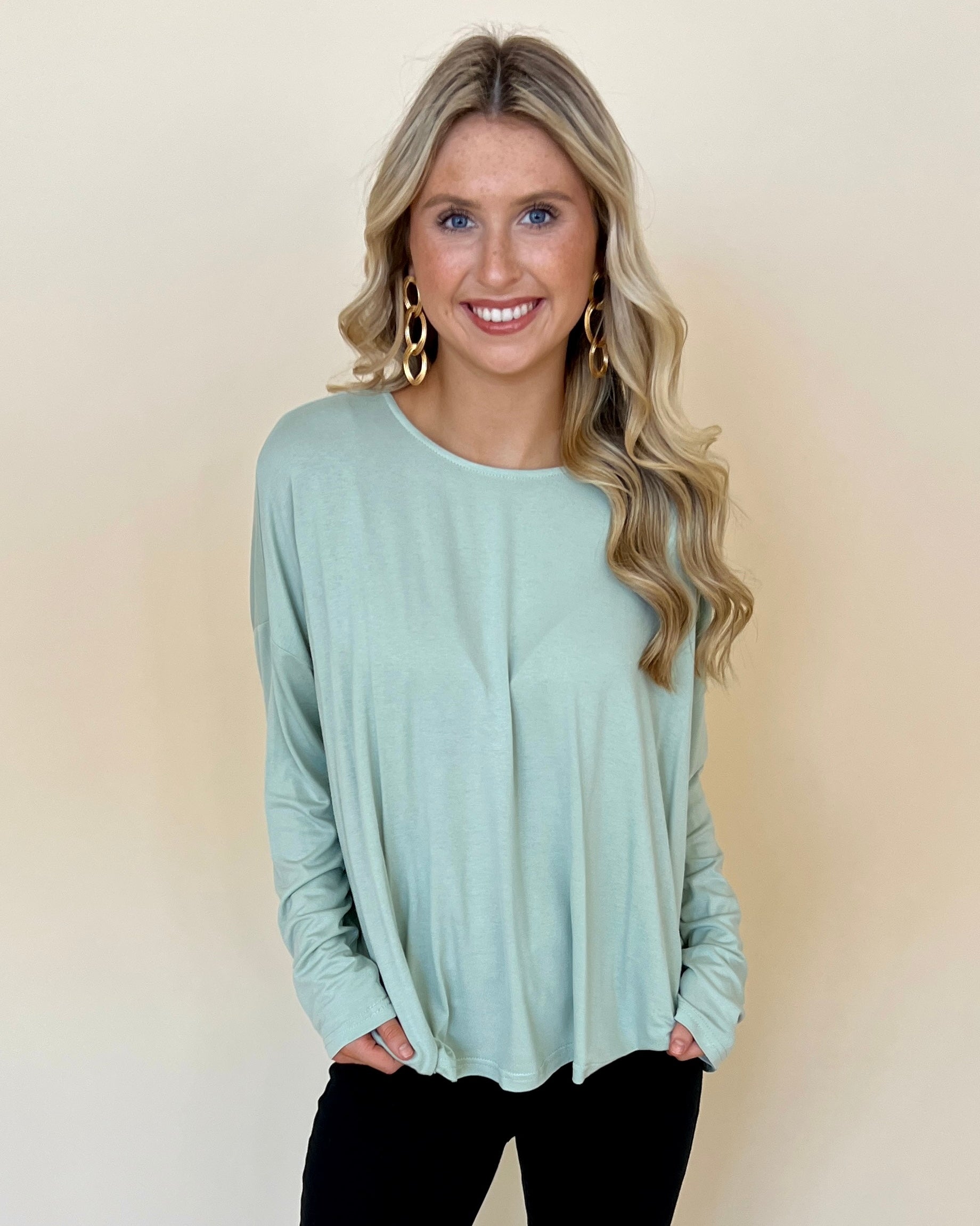 Days Gone By Lt Sage Knit Top-Shop-Womens-Boutique-Clothing