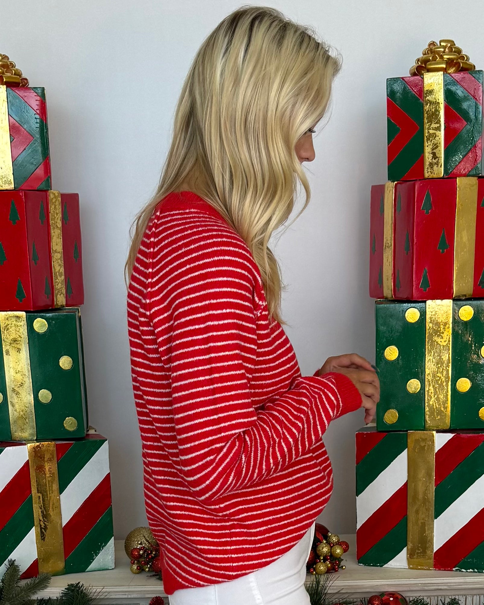 Winter Winds Red Striped Sweater-Shop-Womens-Boutique-Clothing