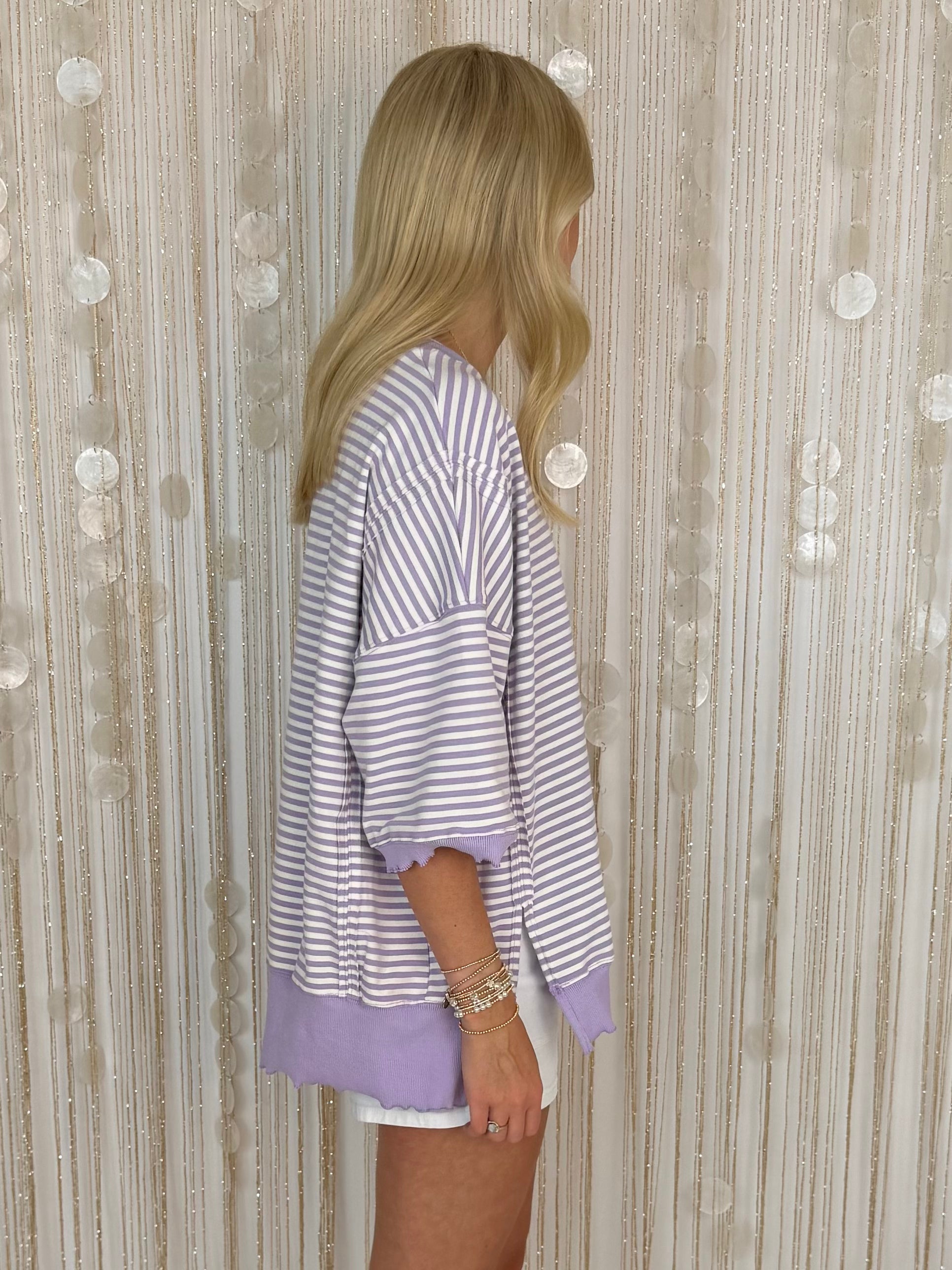 Timeless Style Lt Purple Short Sleeve Sweatshirt-Shop-Womens-Boutique-Clothing