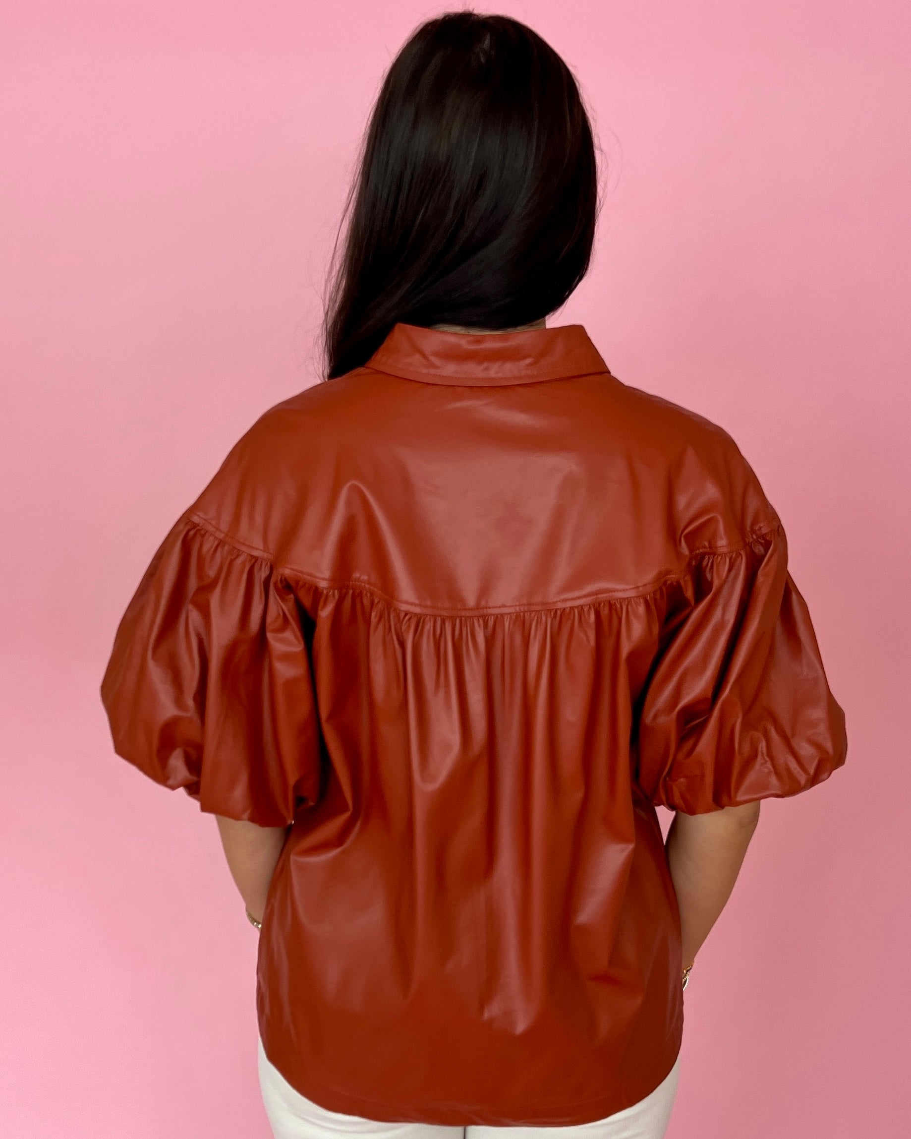 Be The First Cognac Button Down Yoke Top-Shop-Womens-Boutique-Clothing