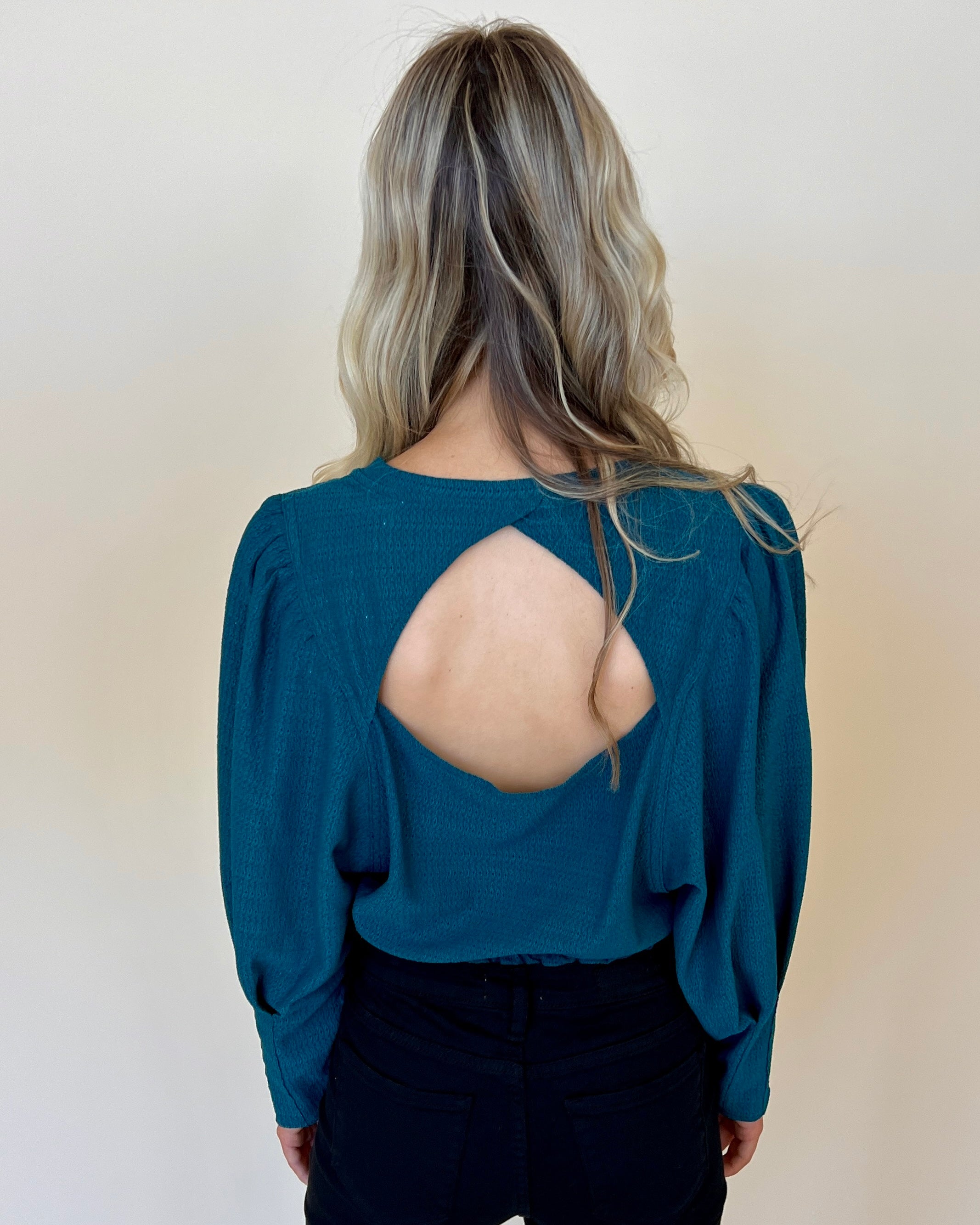 Crushing On You Teal Textured Cutout Crop Top-Shop-Womens-Boutique-Clothing