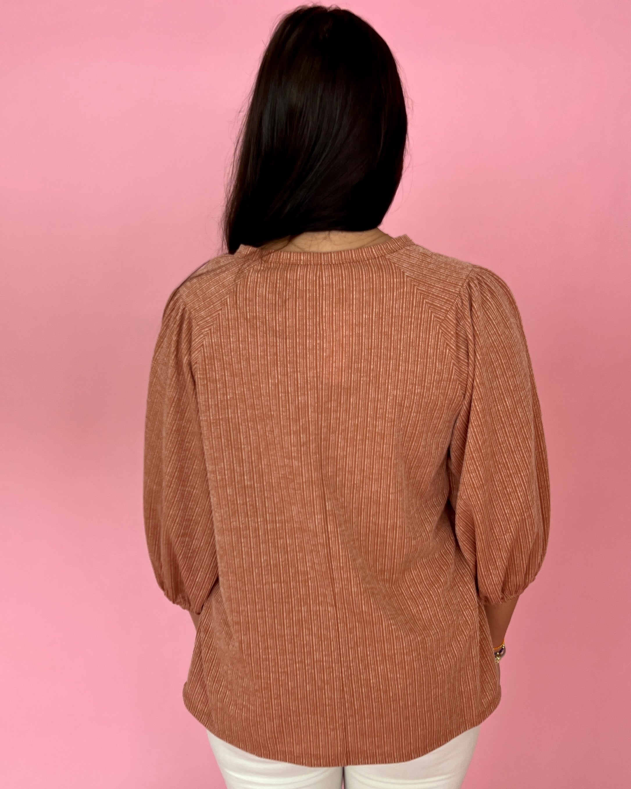 Stay Here Awhile Rust Ribbed Knit Round Neck Top-Shop-Womens-Boutique-Clothing
