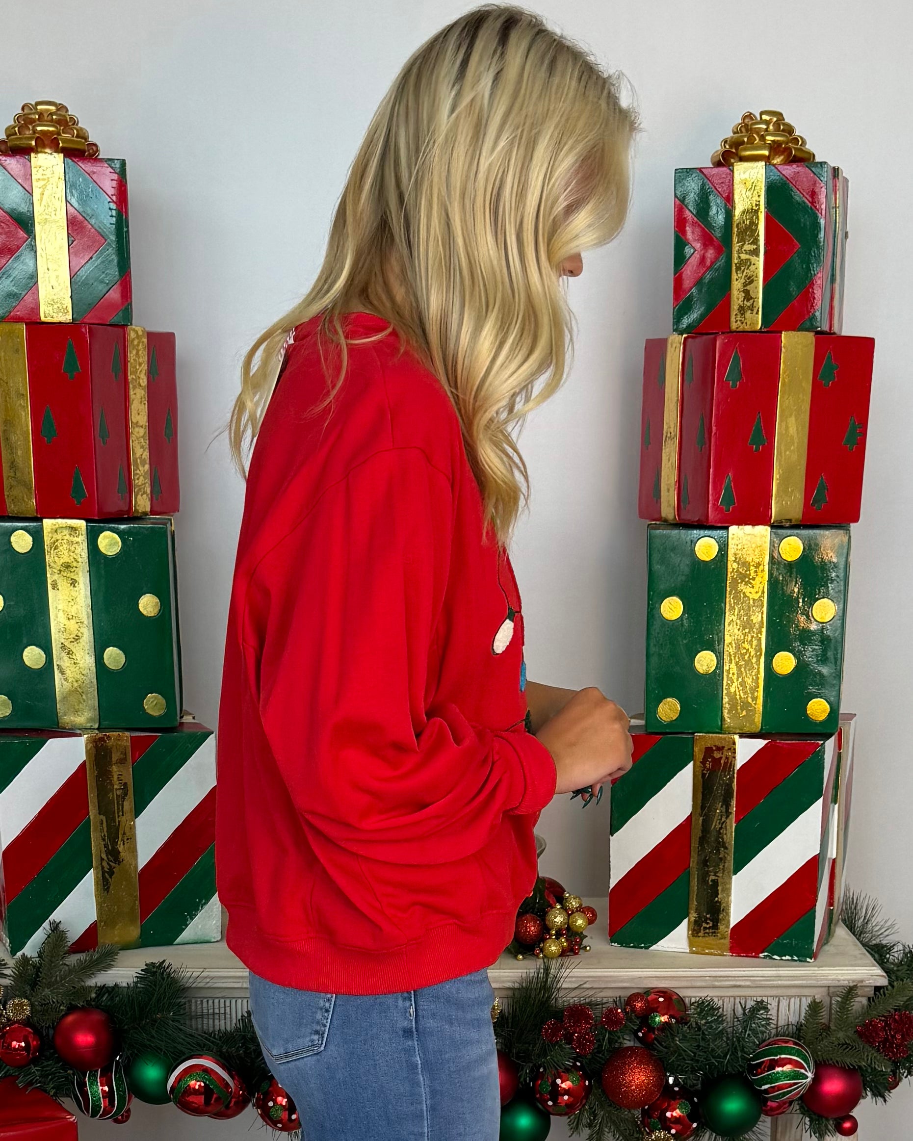 Ho Ho Ho Red Christmas Sweatshirt-Shop-Womens-Boutique-Clothing