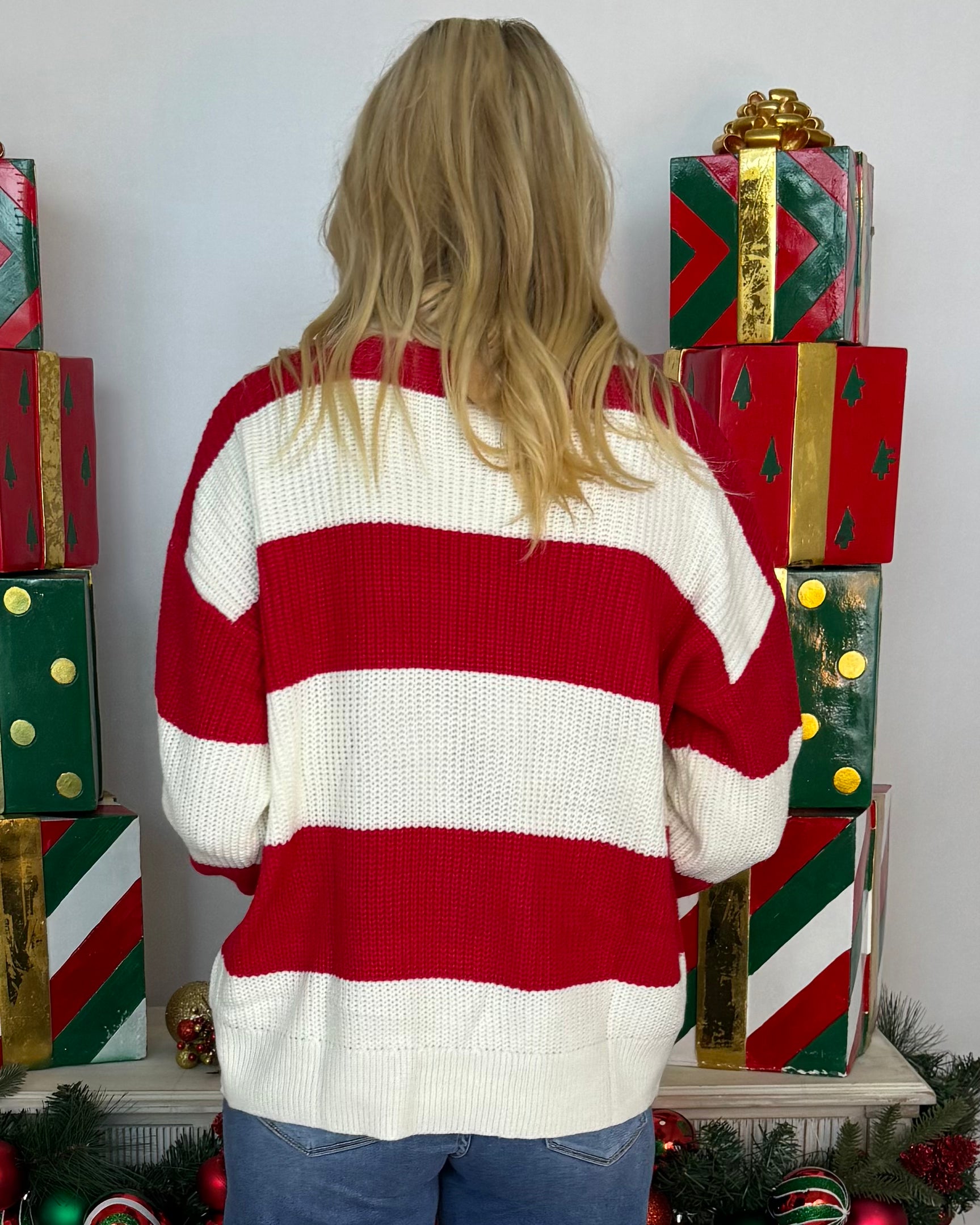 Candy Cane Lane Ivory/Red Merry Sweater-Shop-Womens-Boutique-Clothing