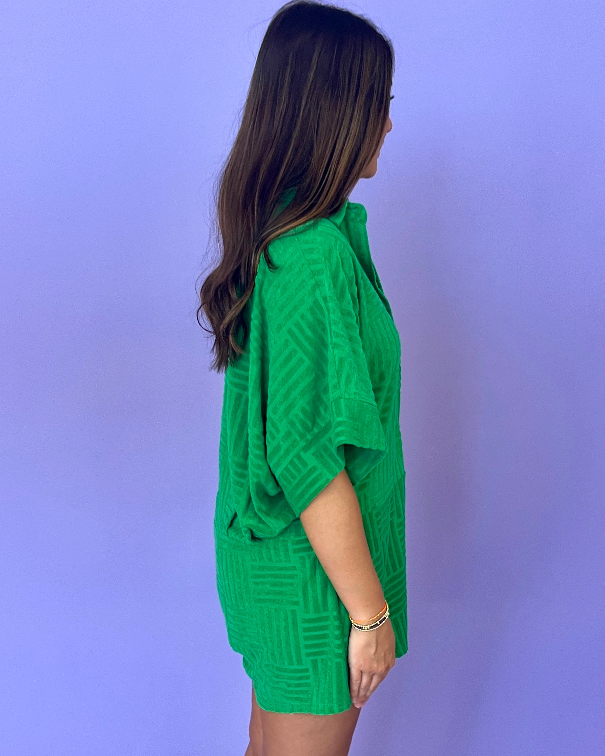 Another Note Green Textured Romper-Shop-Womens-Boutique-Clothing