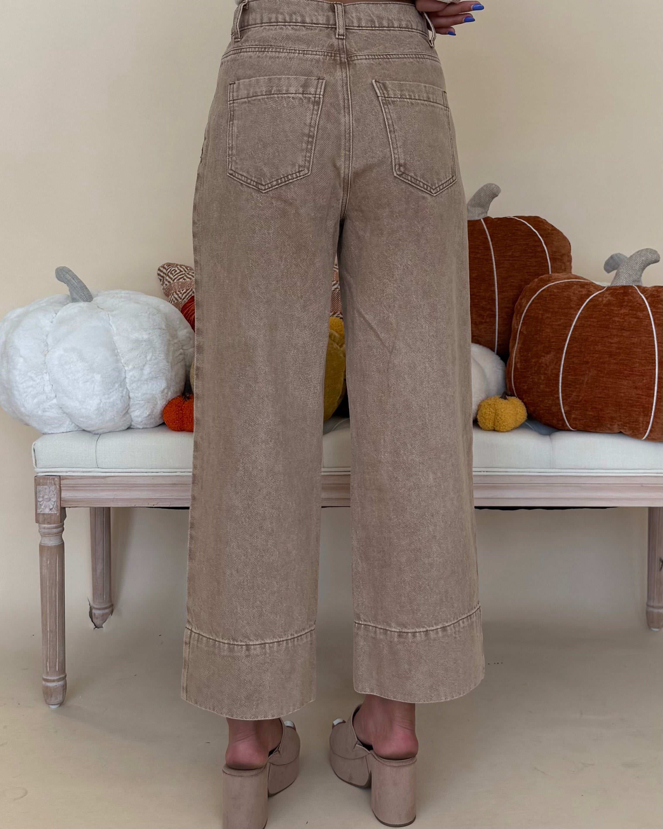 Off Track Camel Wide Leg Jeans-Shop-Womens-Boutique-Clothing