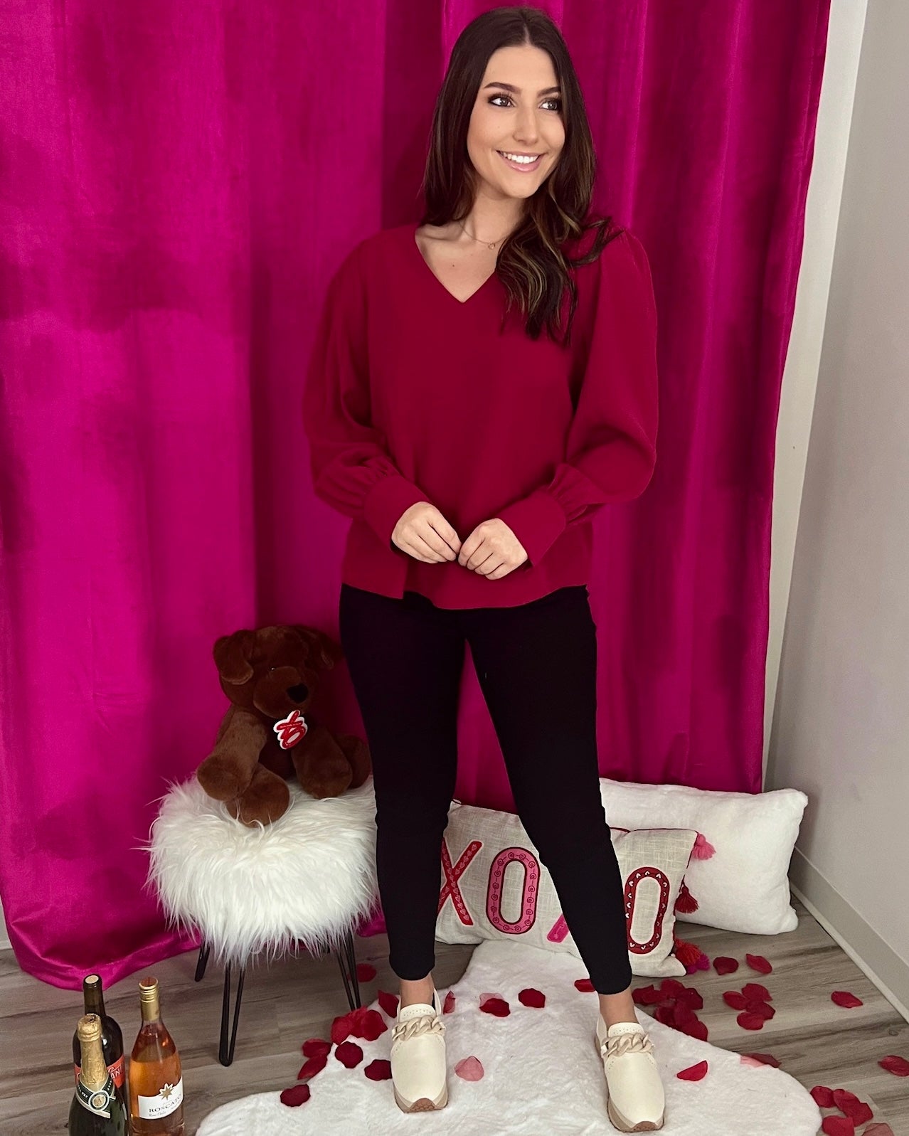 Find You Well Burgundy V-neck Top-Shop-Womens-Boutique-Clothing