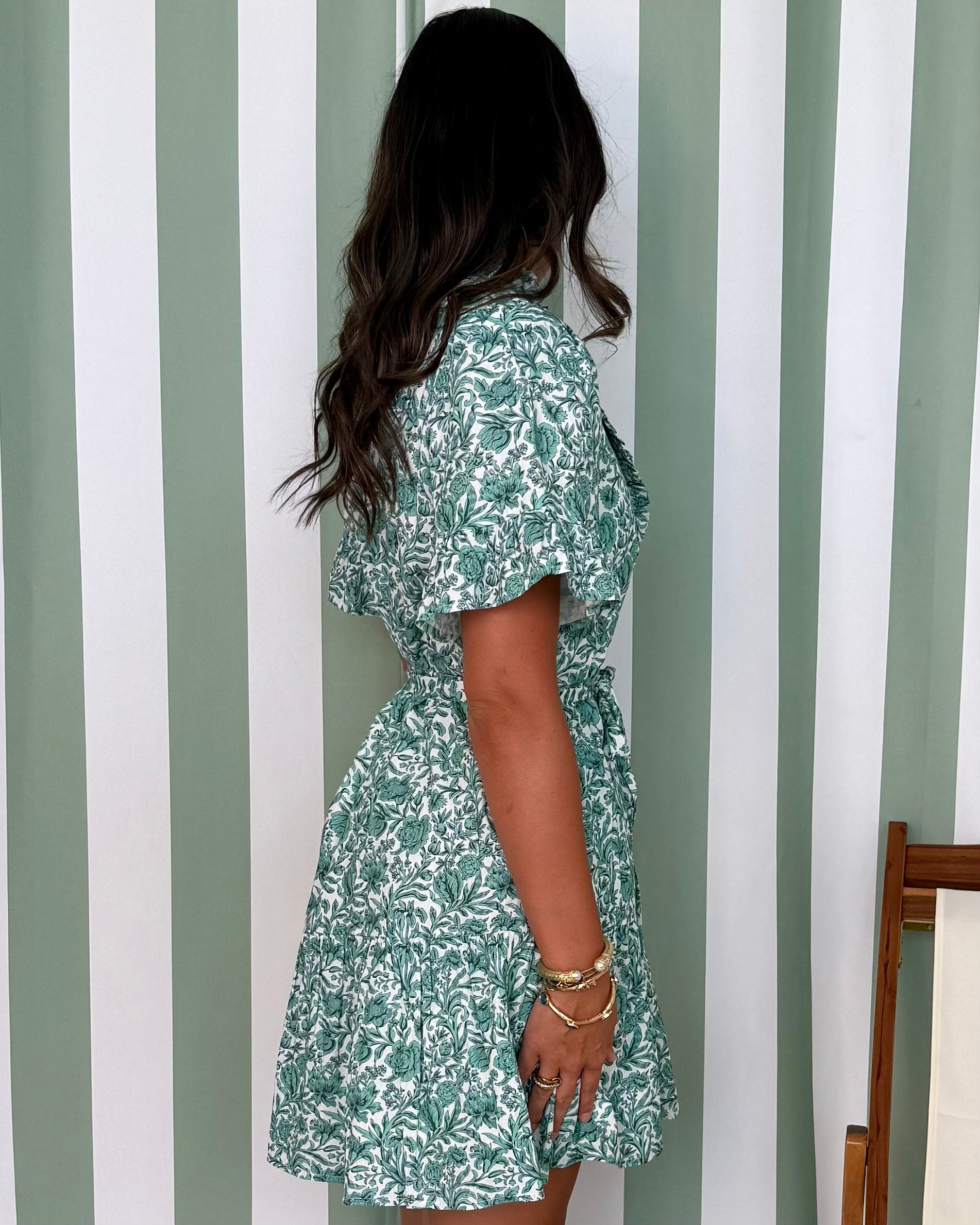 Capturing Memories Green Floral Belted Dress-Shop-Womens-Boutique-Clothing