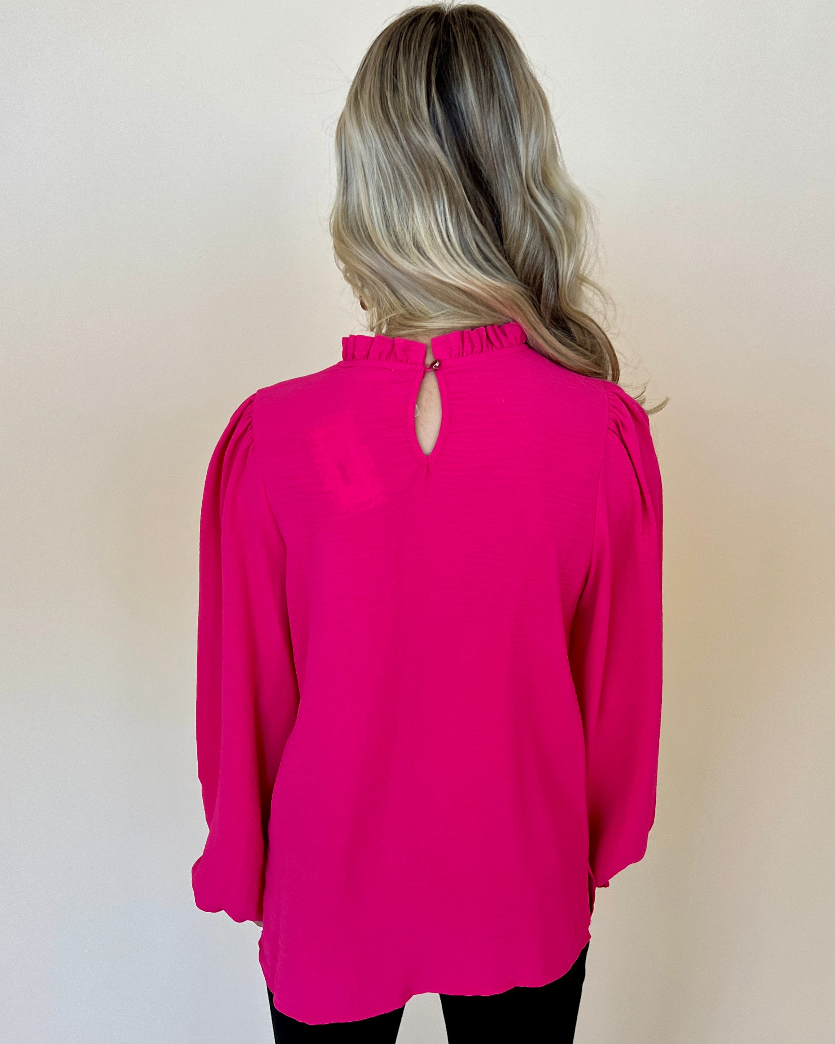 Just Right Fuchsia Ruffle Top-Shop-Womens-Boutique-Clothing