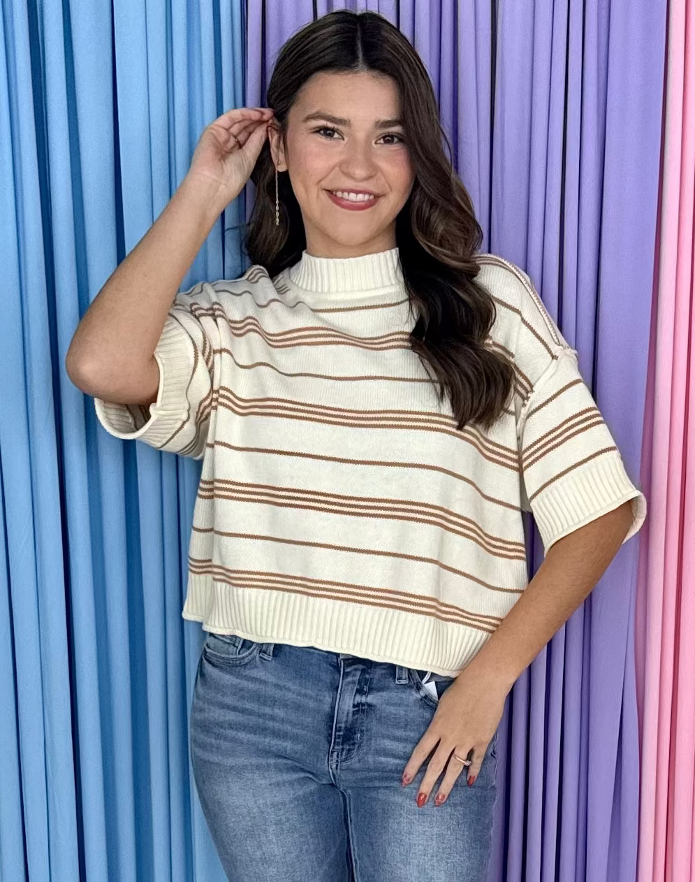 All That You Need Honey Oat Striped Sweater-Shop-Womens-Boutique-Clothing