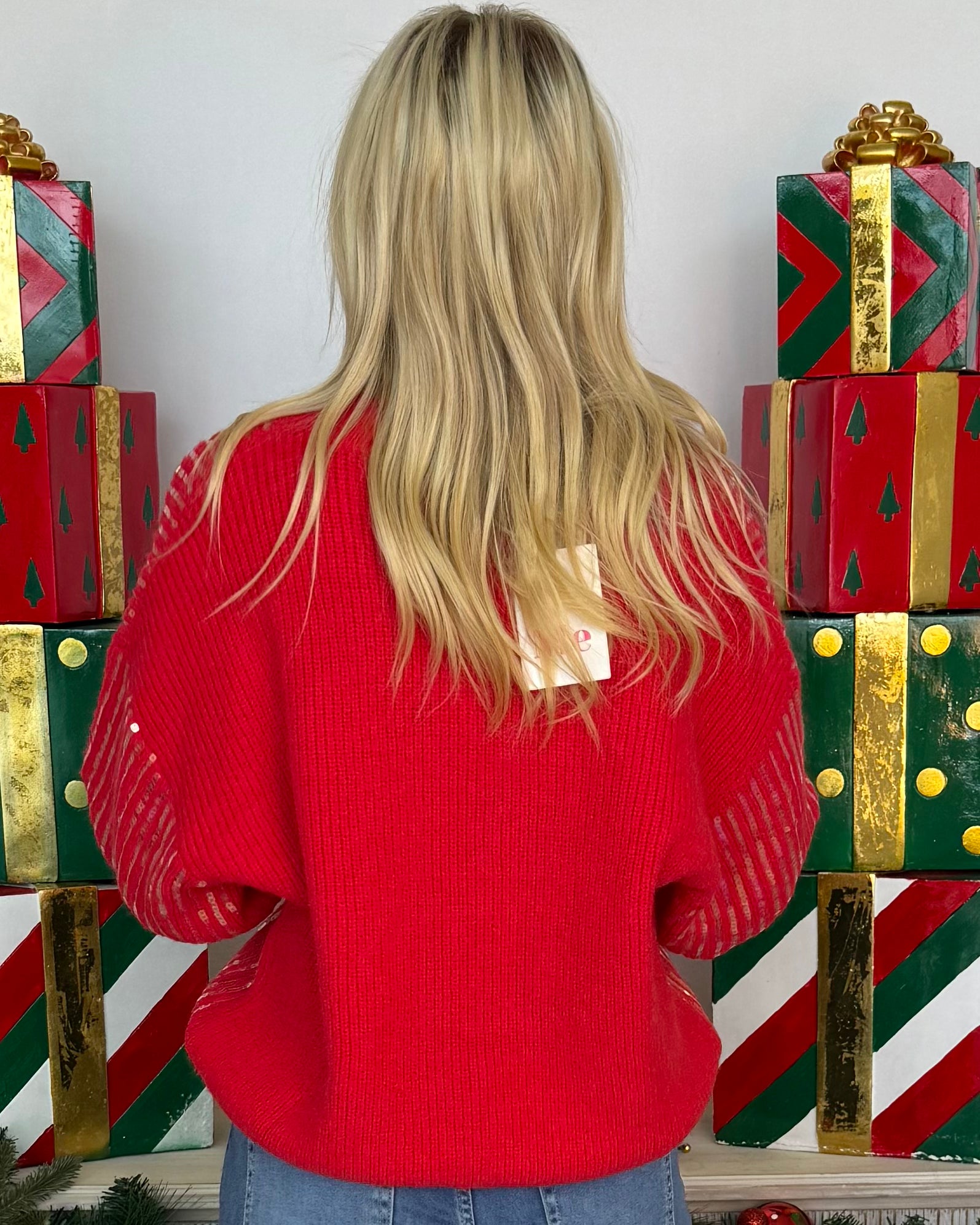 Wander With Me Red Clear Sequin Sweater-Shop-Womens-Boutique-Clothing