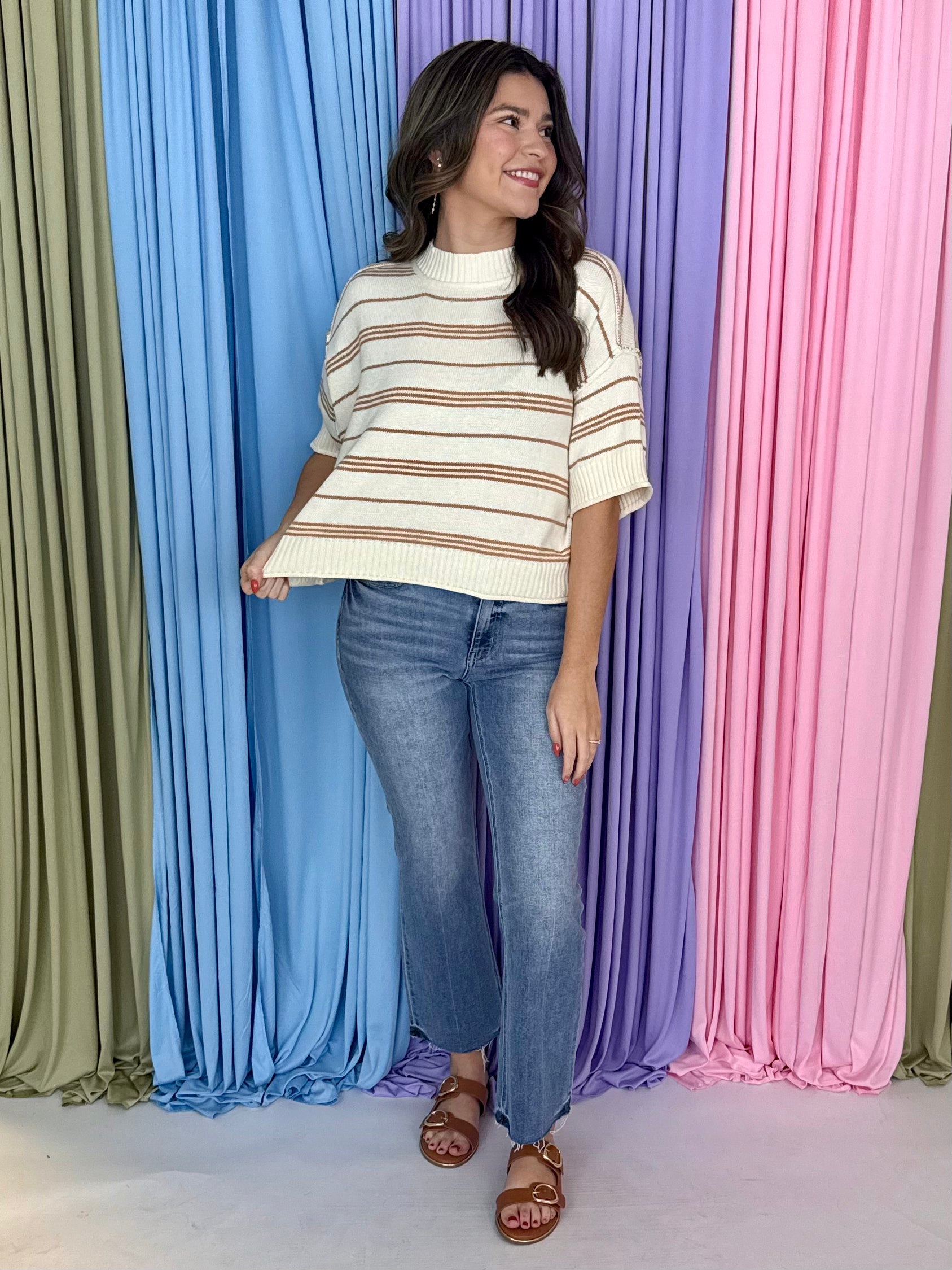 All That You Need Honey Oat Striped Sweater-Shop-Womens-Boutique-Clothing