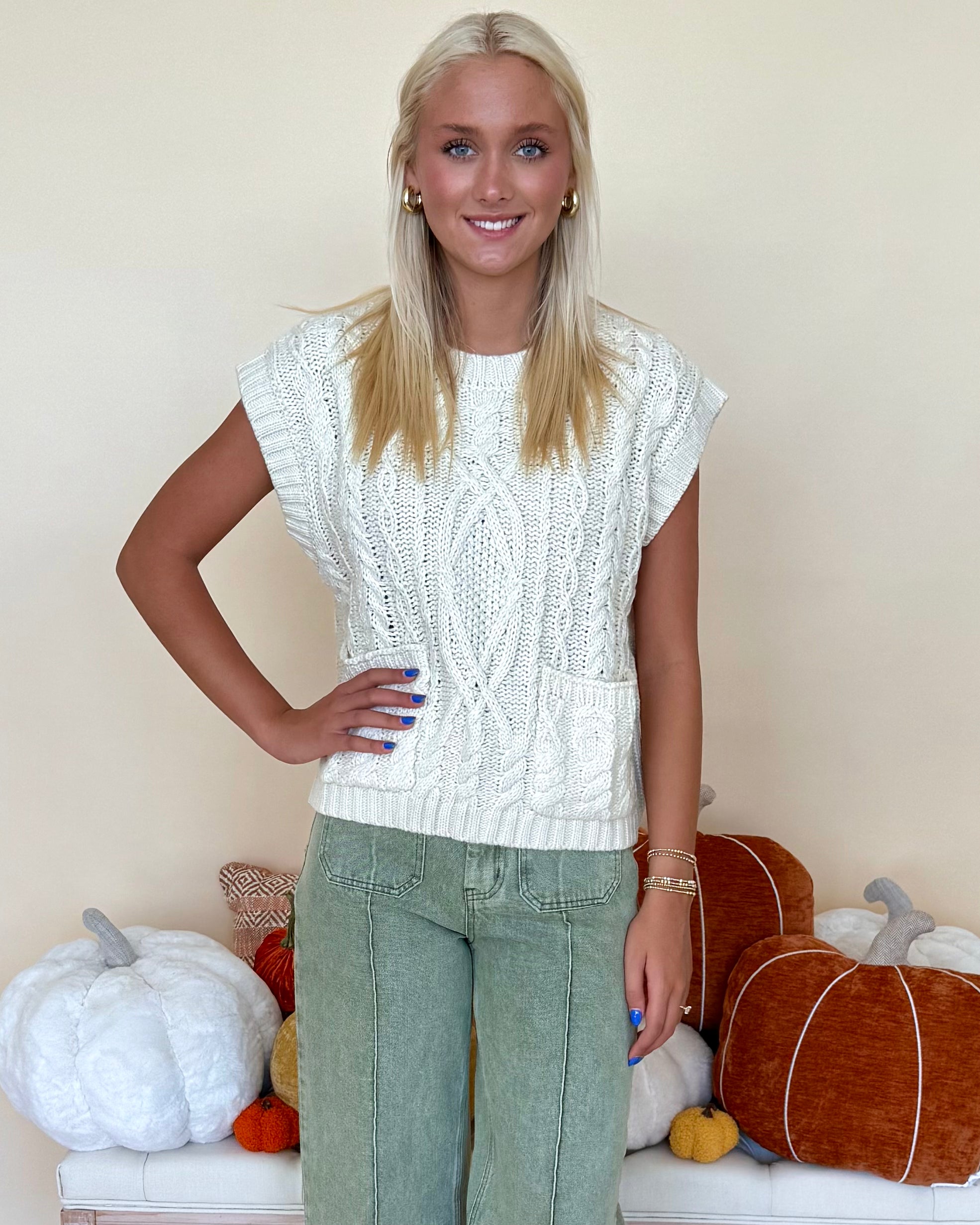 You've Needed Cream Cable Sweater Vest-Shop-Womens-Boutique-Clothing