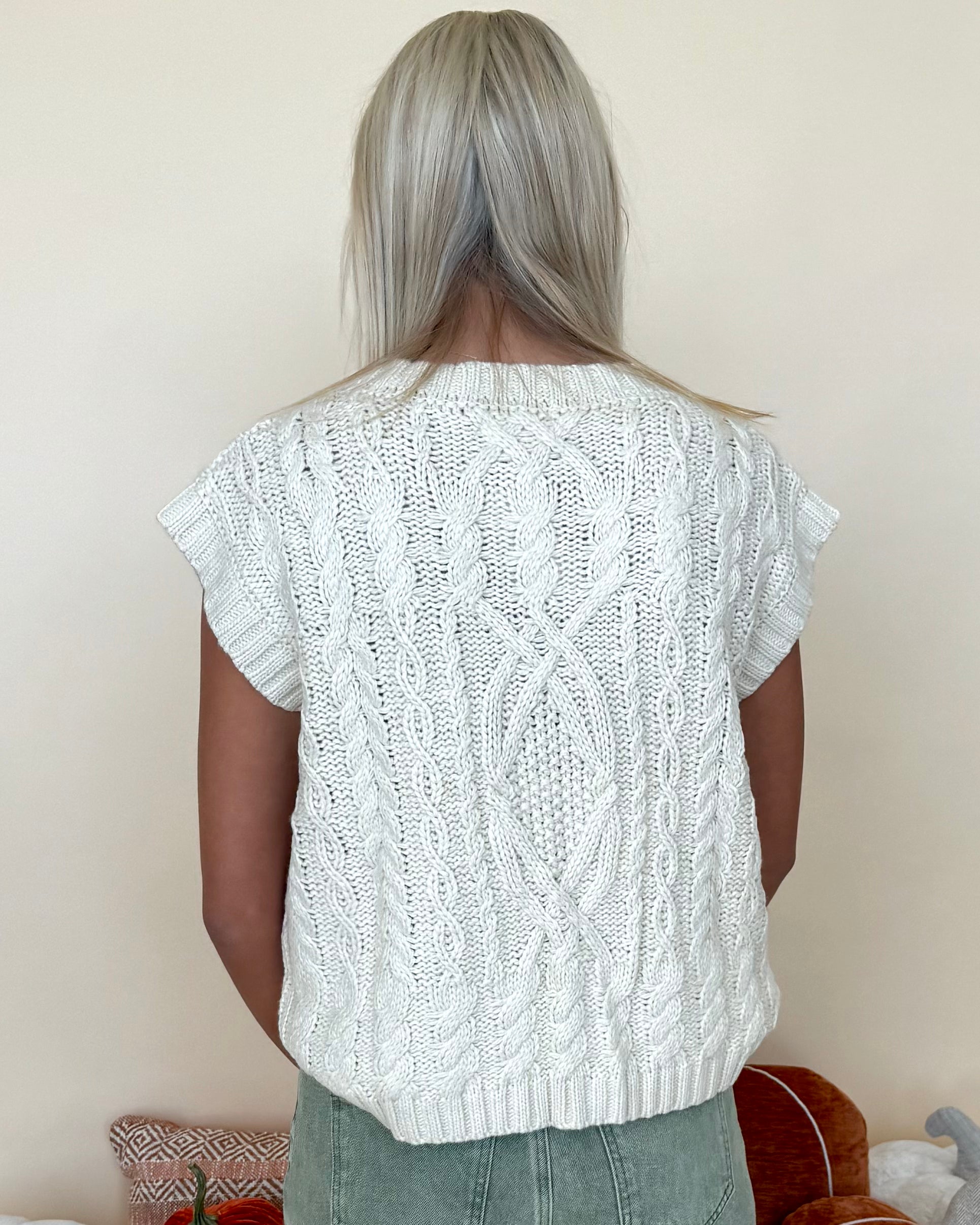 You've Needed Cream Cable Sweater Vest-Shop-Womens-Boutique-Clothing