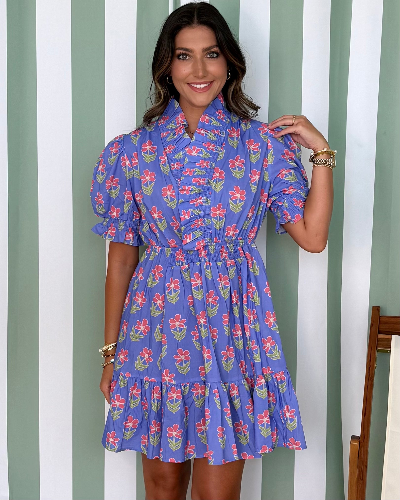 Daylight Ahead Periwinkle Mix Ruffle Dress-Shop-Womens-Boutique-Clothing