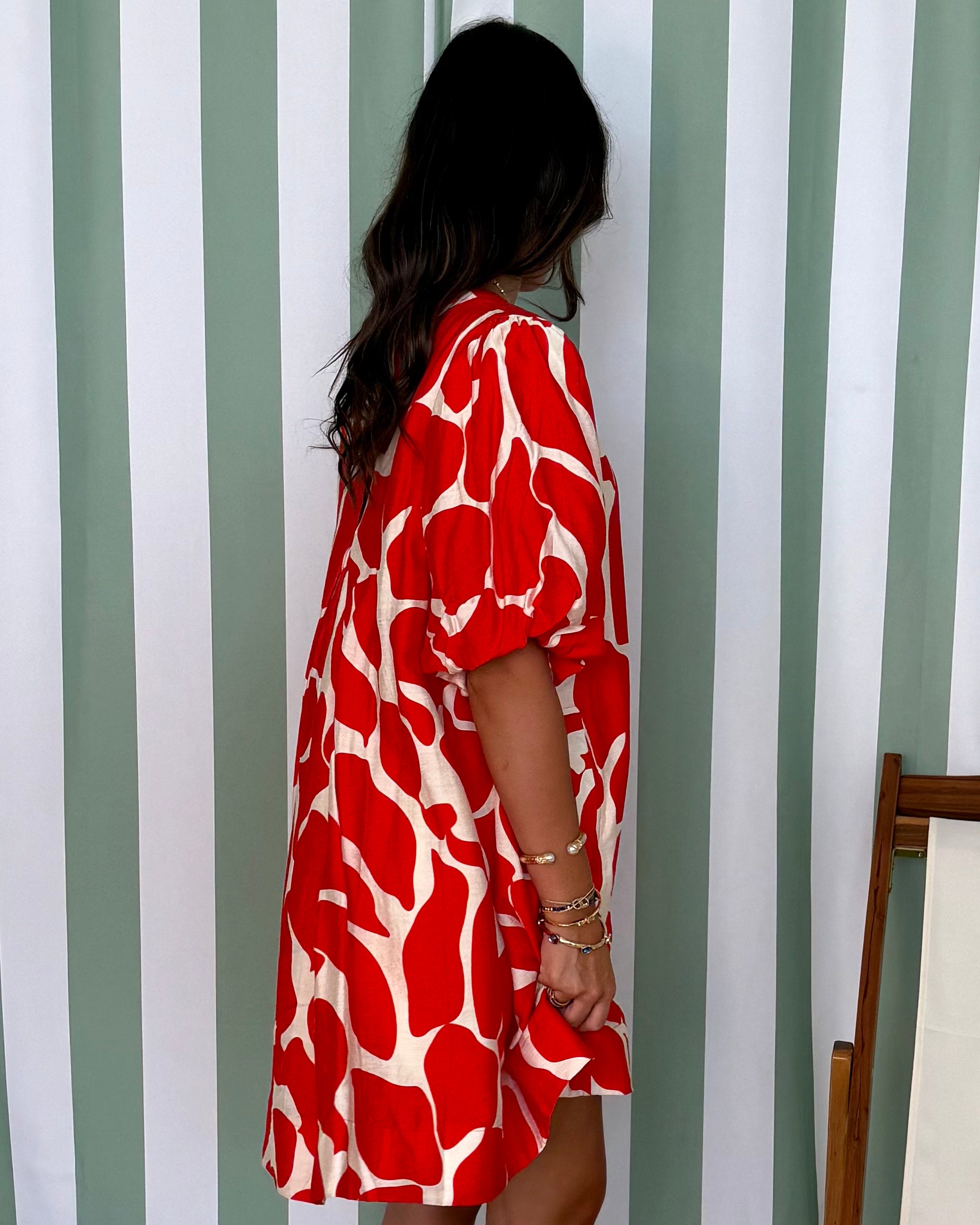 Daring Day Tomato Red Abstract Dress-Shop-Womens-Boutique-Clothing