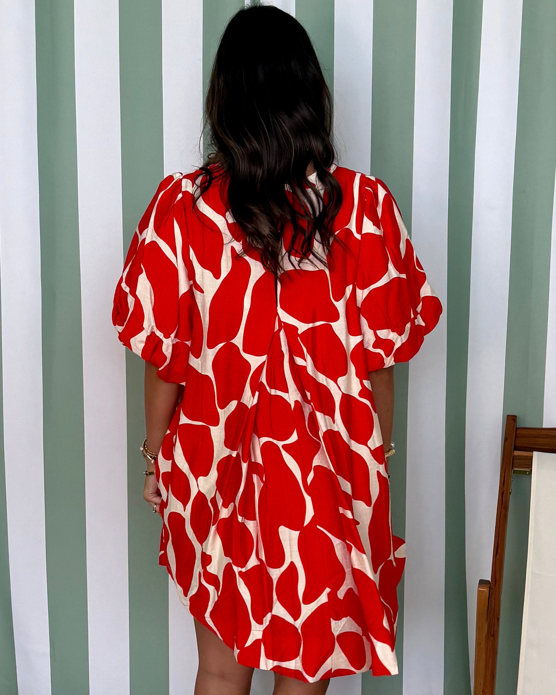 Daring Day Tomato Red Abstract Dress-Shop-Womens-Boutique-Clothing