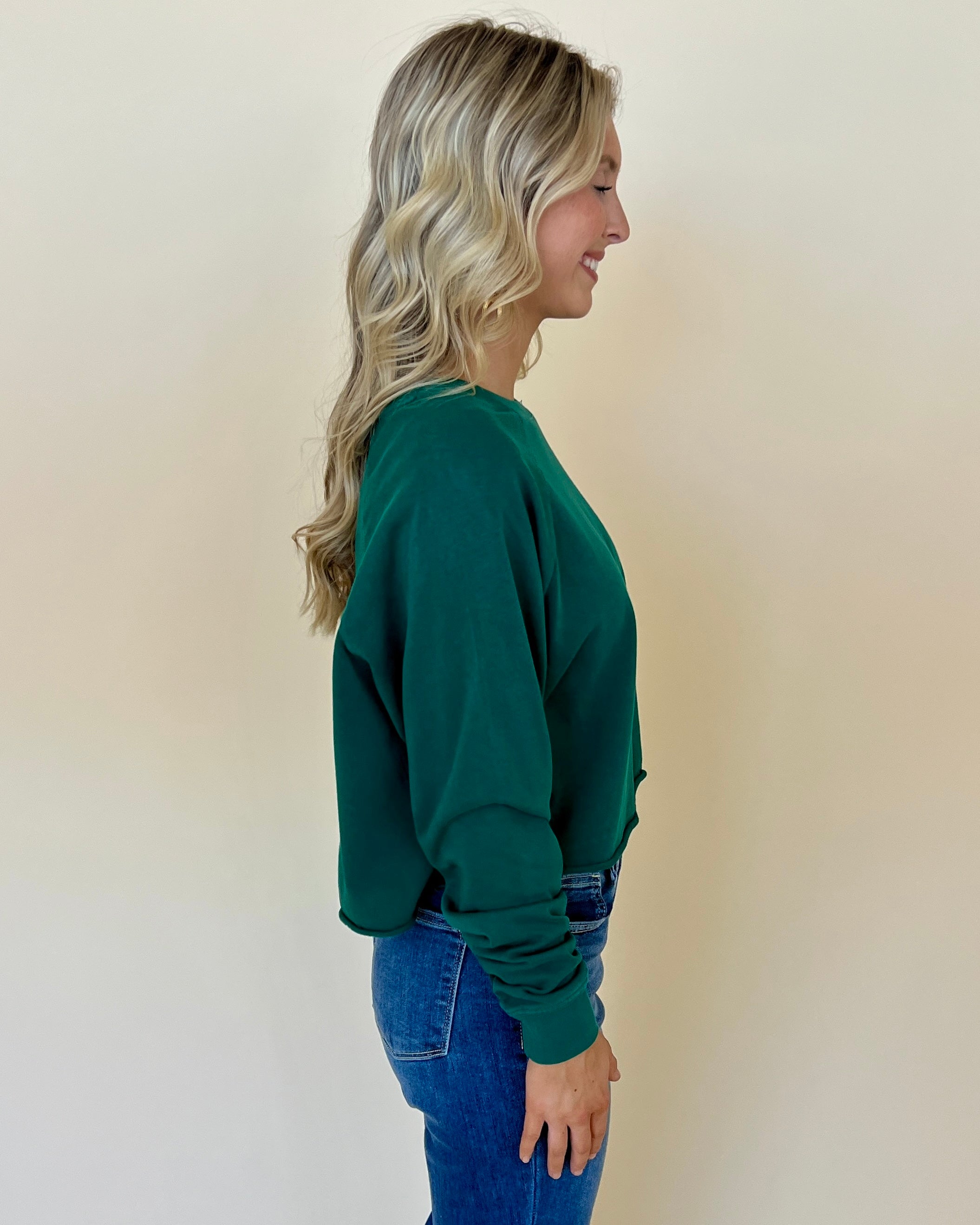 Porch Swing Kisses Pine Green Knit Crop Top-Shop-Womens-Boutique-Clothing
