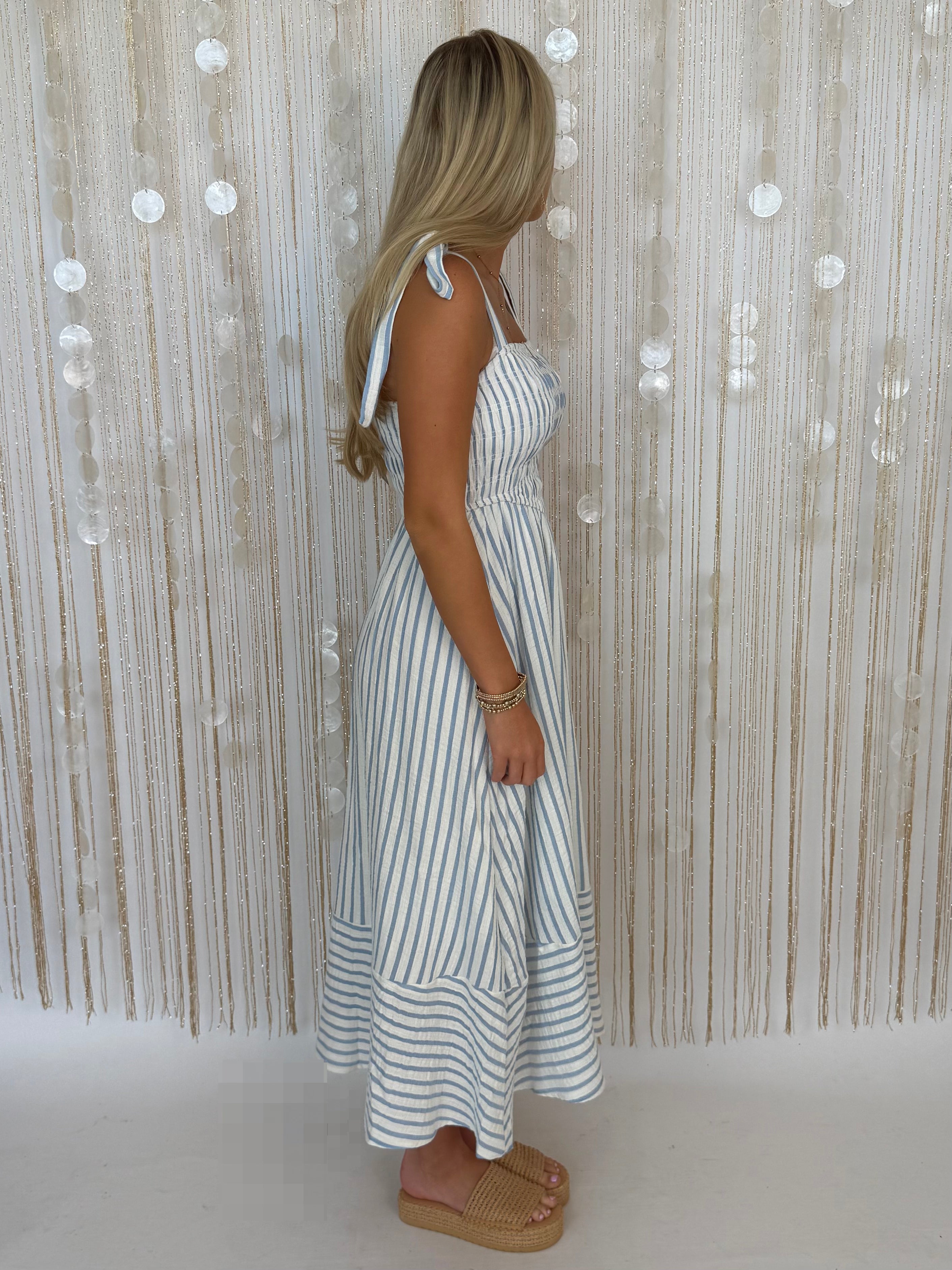 Lucky for You Light Blue Smocked Maxi Dress-Shop-Womens-Boutique-Clothing