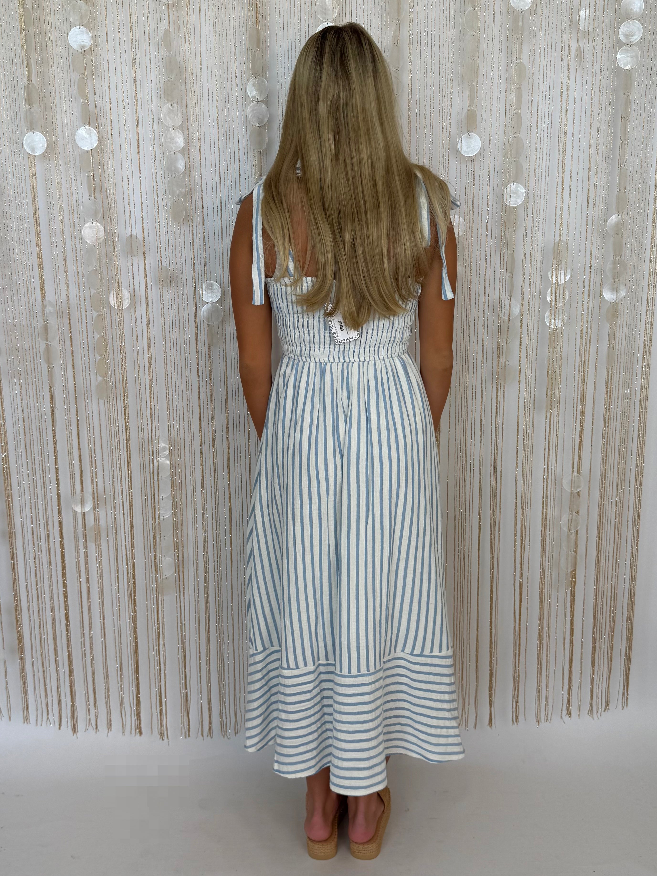 Lucky for You Light Blue Smocked Maxi Dress-Shop-Womens-Boutique-Clothing