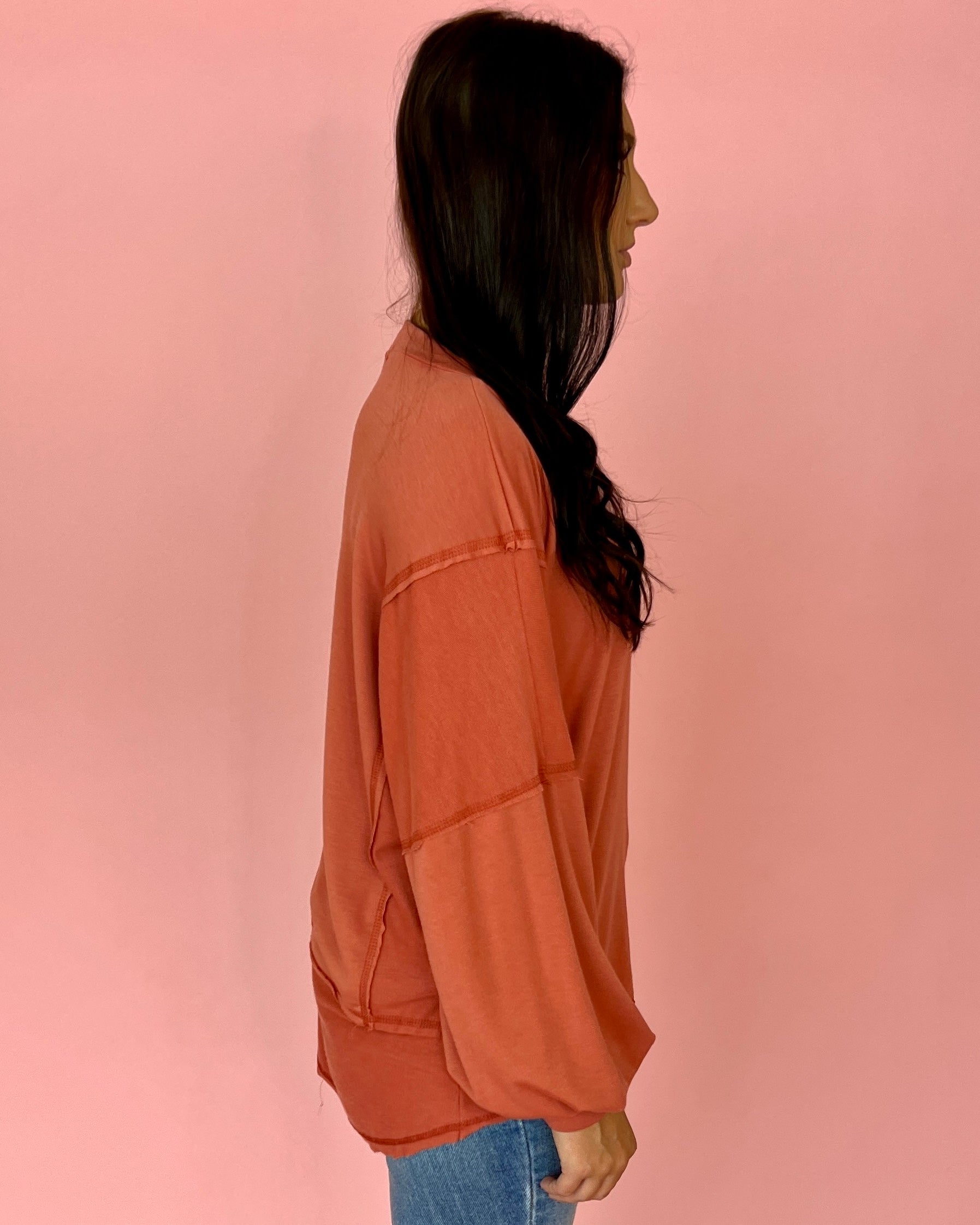 Heard About You Brick French Terry Pocket Top-Shop-Womens-Boutique-Clothing