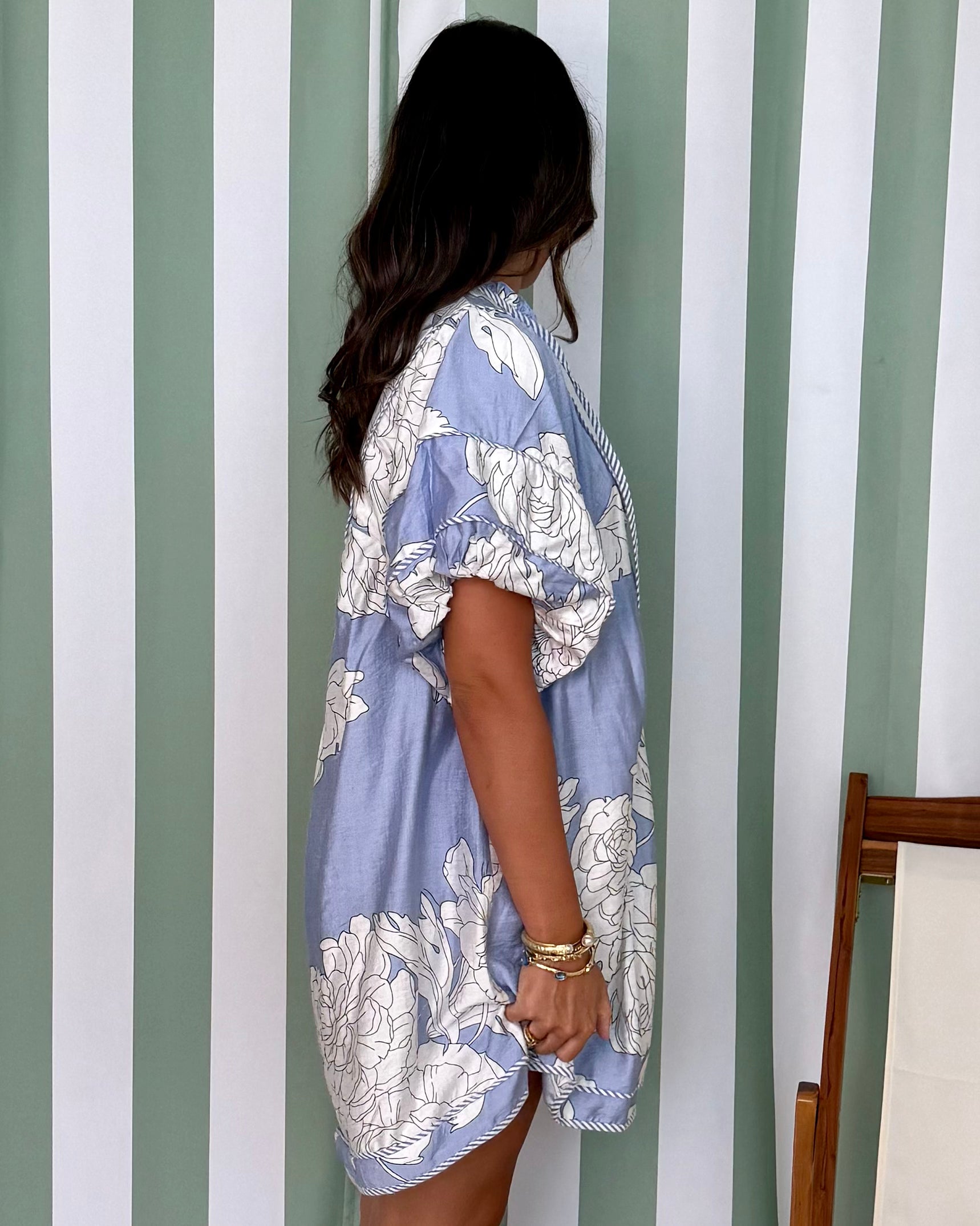 Graceful Smile Misty Blue Floral Babydoll Dress-Shop-Womens-Boutique-Clothing