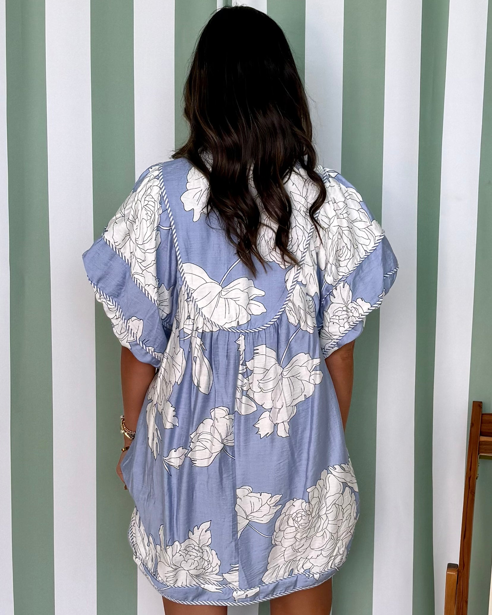 Graceful Smile Misty Blue Floral Babydoll Dress-Shop-Womens-Boutique-Clothing