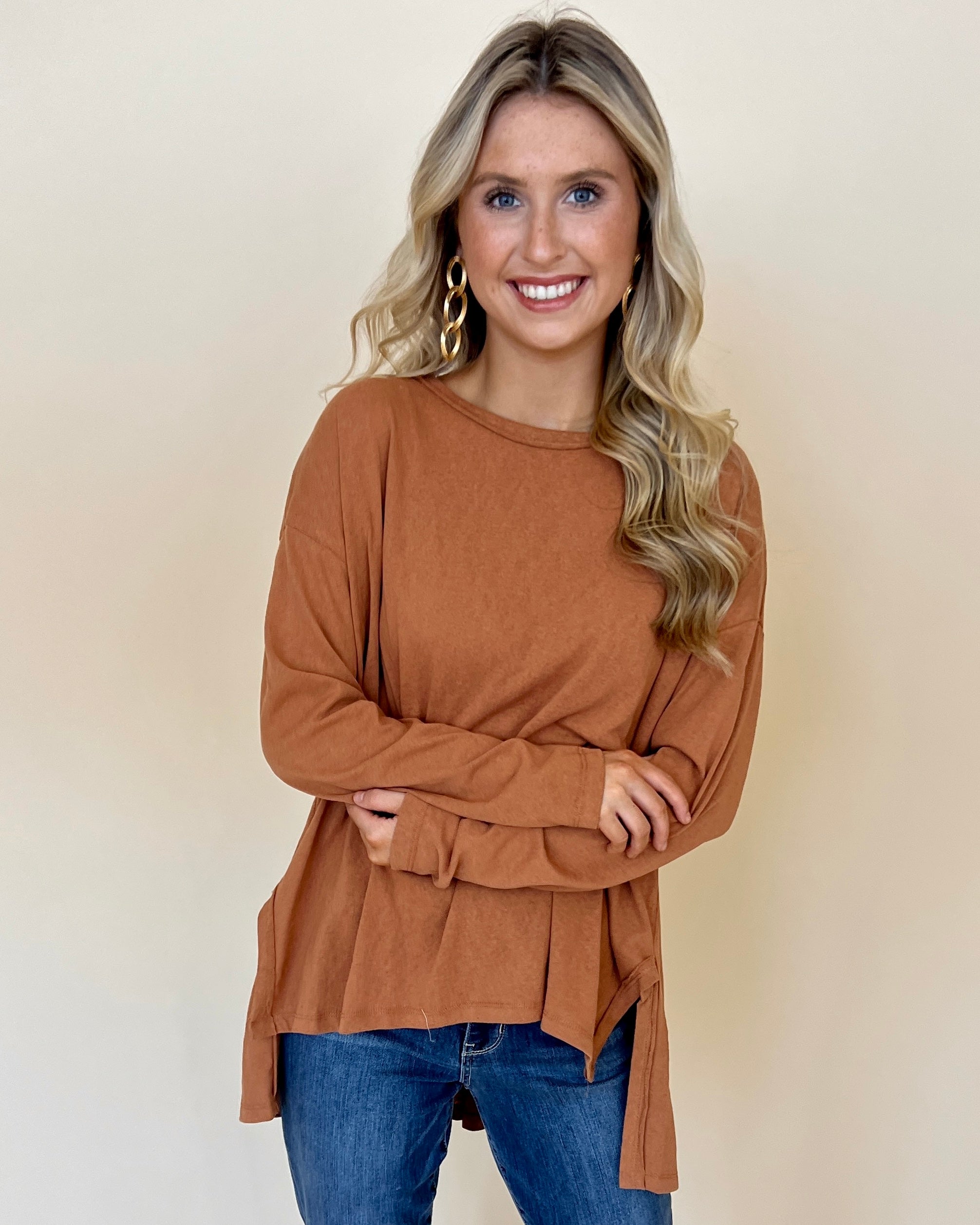 Your Exceptional Pumpkin Latte Cotton Slub Top-Shop-Womens-Boutique-Clothing