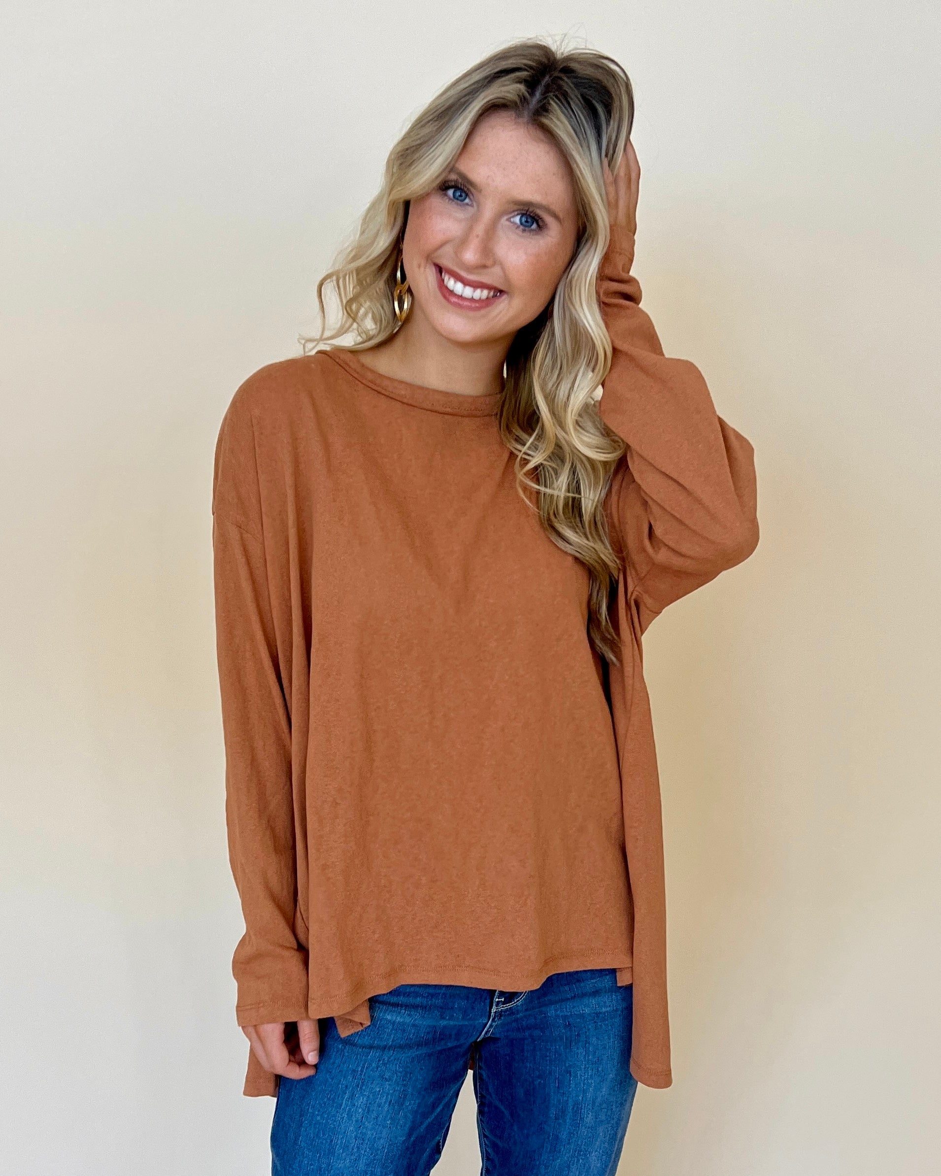 Your Exceptional Pumpkin Latte Cotton Slub Top-Shop-Womens-Boutique-Clothing