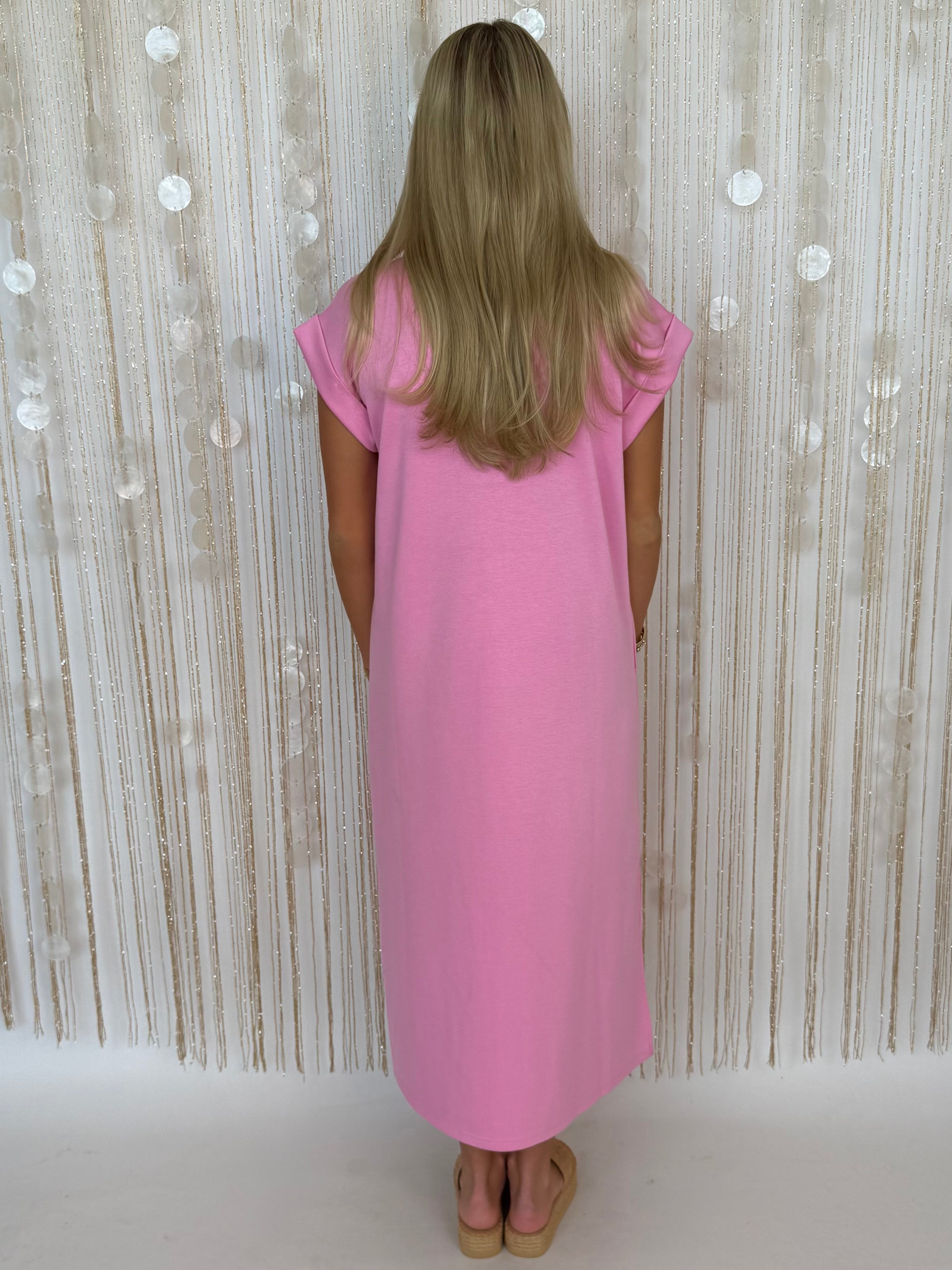Kiss and Tell Pink Stitch Midi Dress-Shop-Womens-Boutique-Clothing