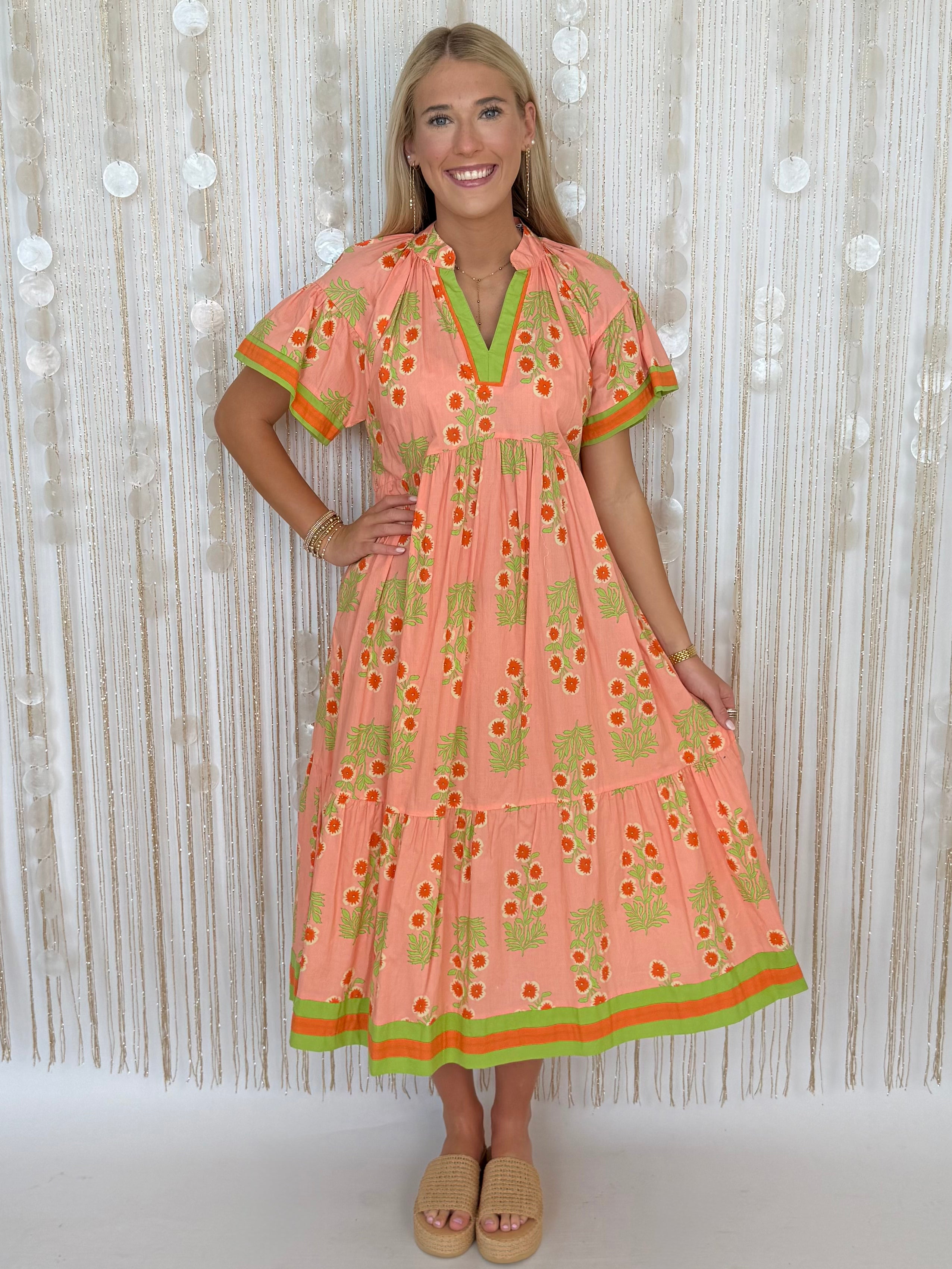 Your Moment Peach Pink Midi Dress-Shop-Womens-Boutique-Clothing