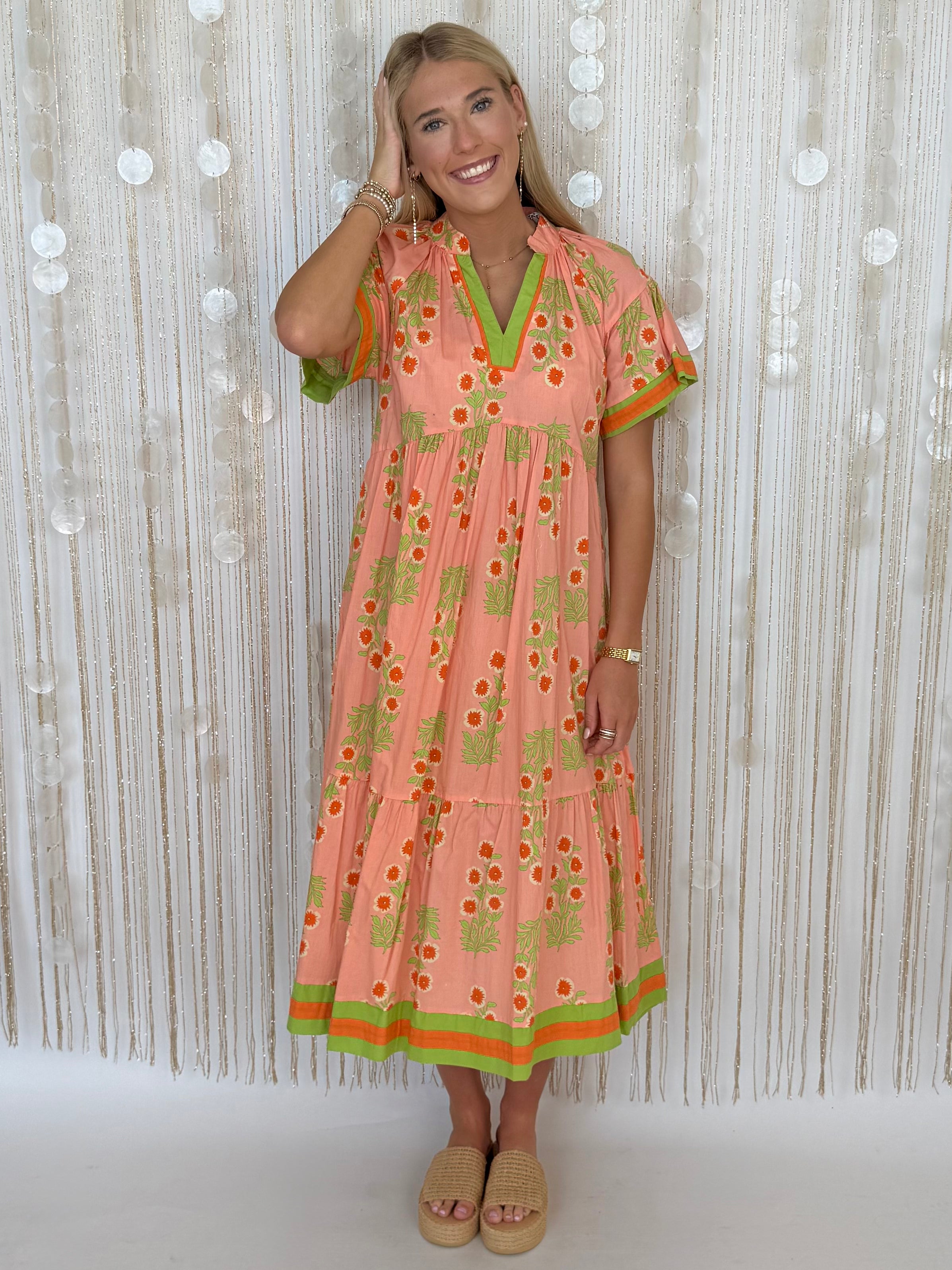 Your Moment Peach Pink Midi Dress-Shop-Womens-Boutique-Clothing