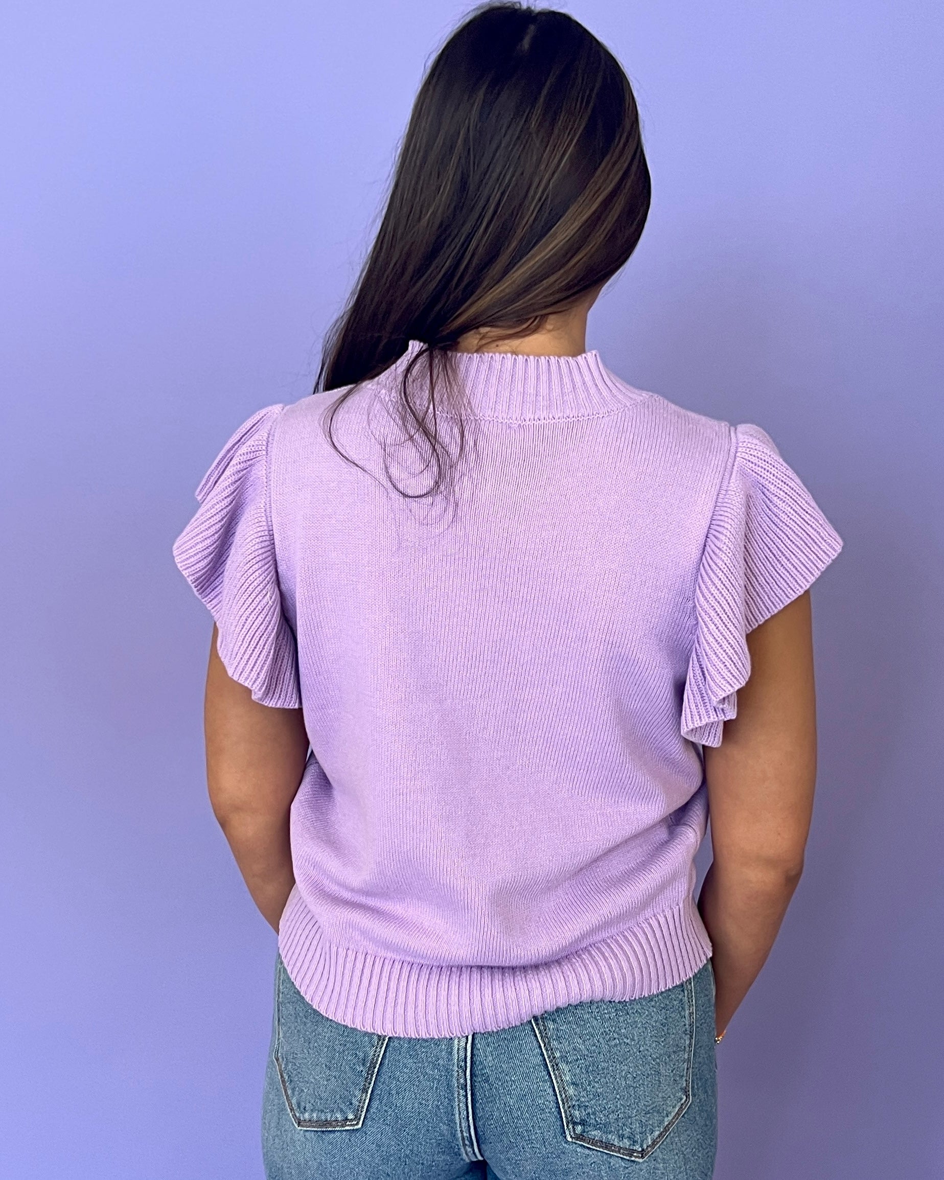 You Need Lavender Ruffle Sweater Top-Shop-Womens-Boutique-Clothing