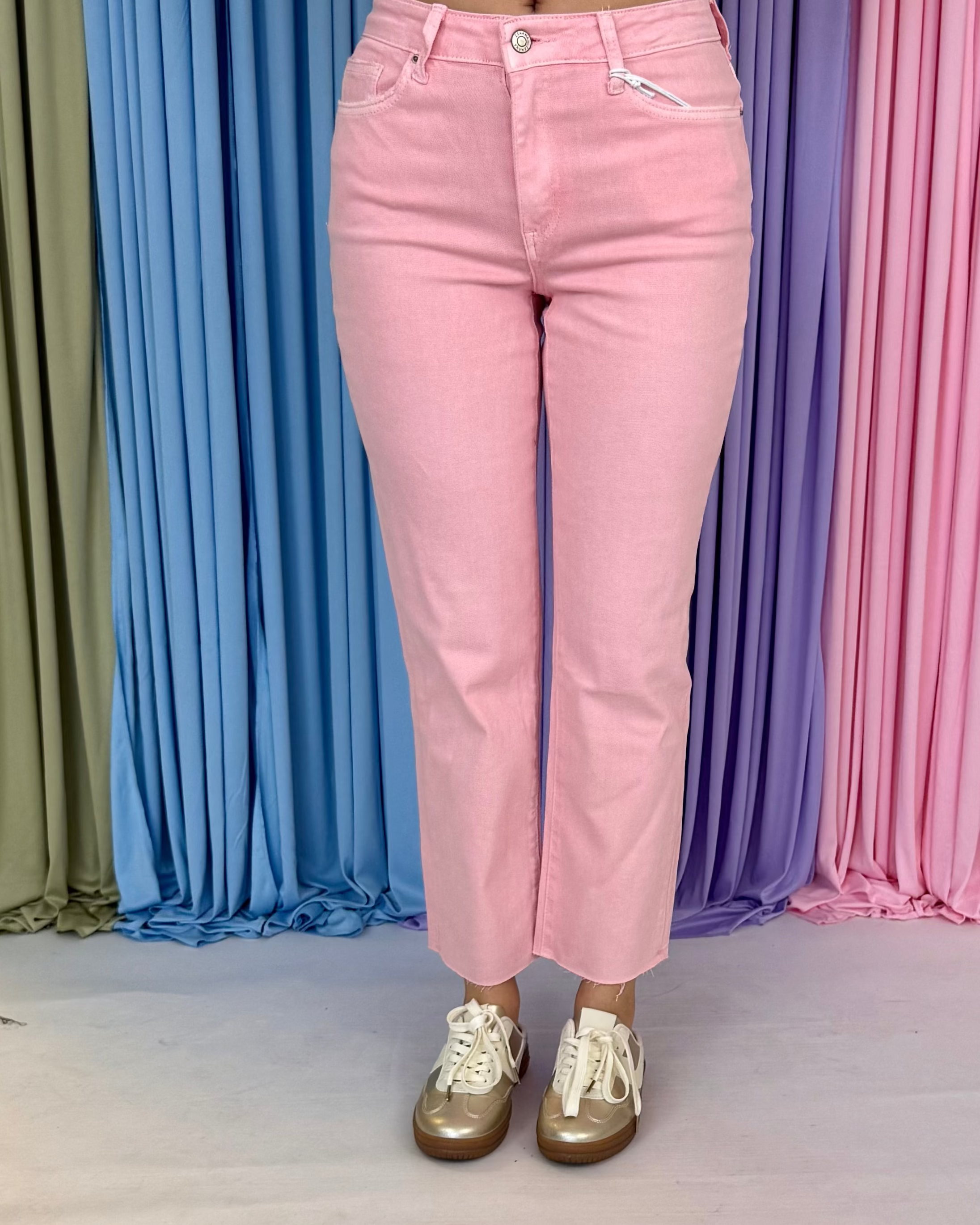 Final Class Pink Acid Washed Straight Pants.-Shop-Womens-Boutique-Clothing