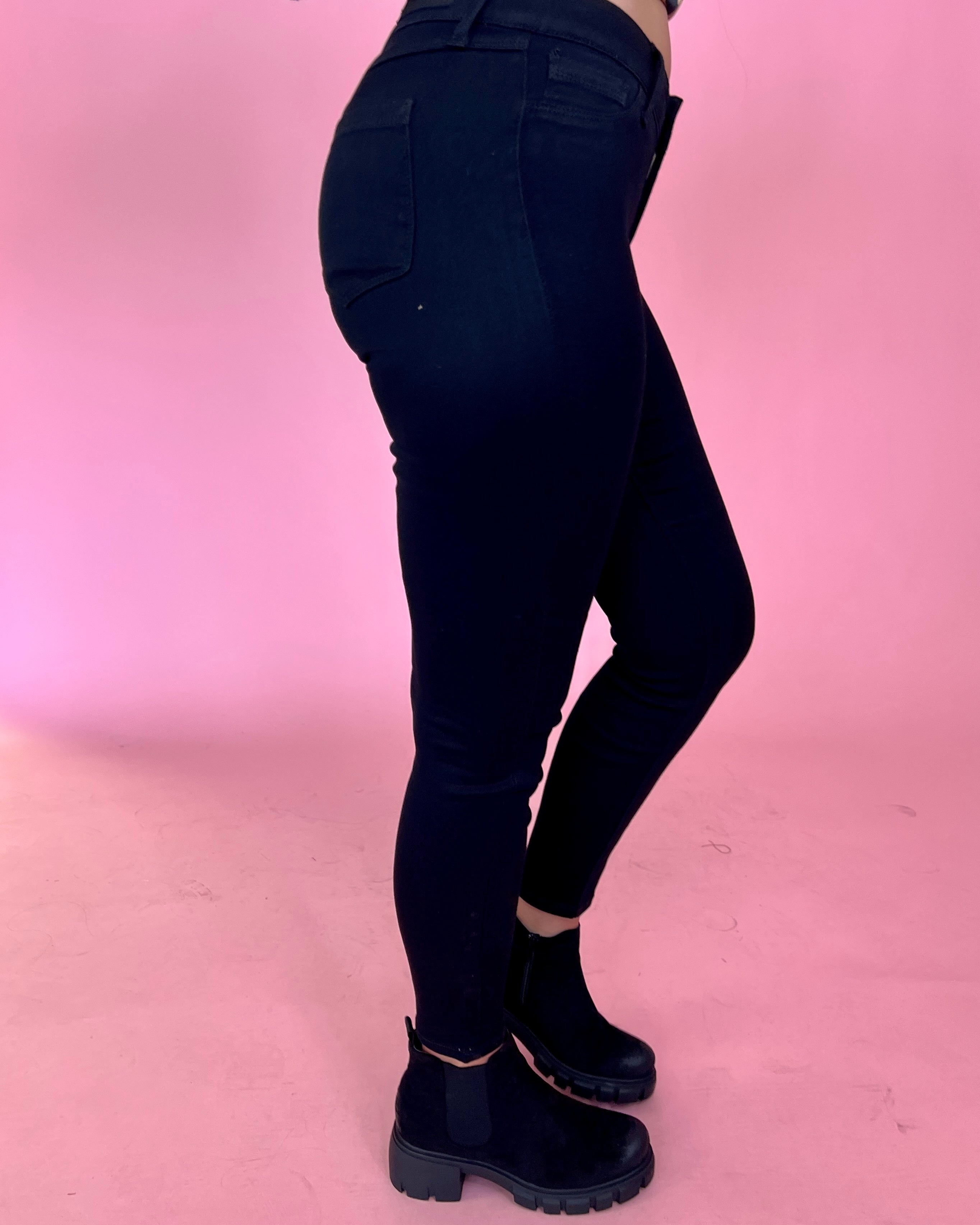Tell Me Everything Black Mid Rise Super Skinny Jeans-Shop-Womens-Boutique-Clothing